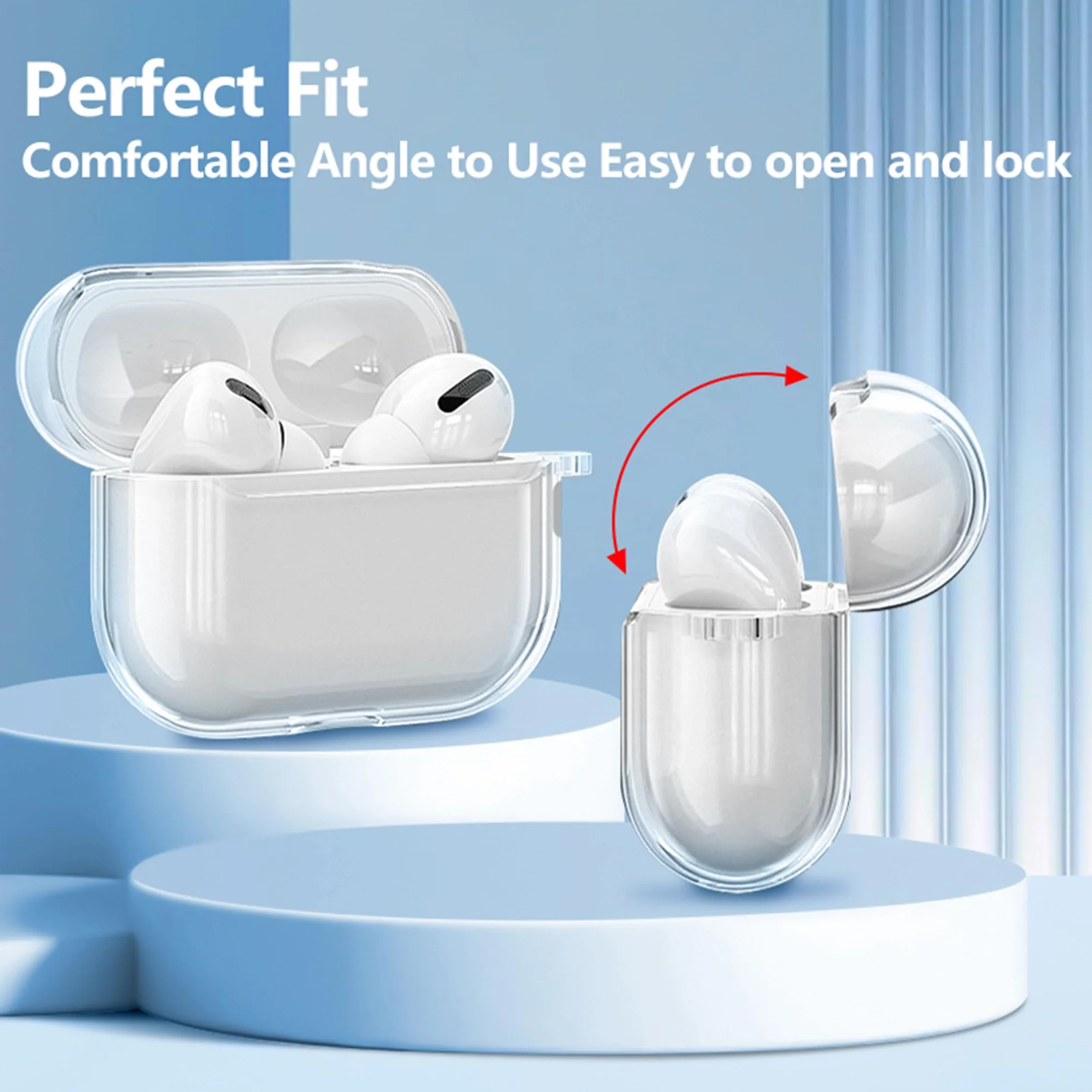 Fitudoos Compatible avec AirPods Pro 3 Coque,Témoin LED Visible,en TPU Coque Protection Antichoc,avec Porte-clés et Stylo de Nettoyage.(Transparent)