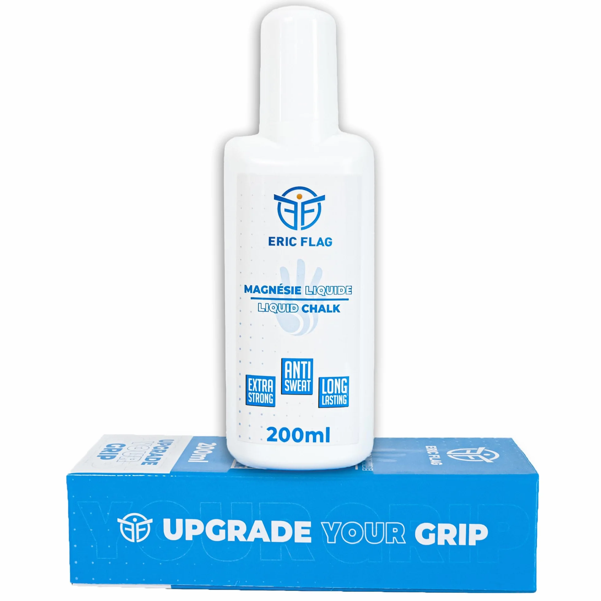 Eric Flag Magnésie Liquide 200ml - Craie Liquide Grip Puissant Mains Sèches Séchage Rapide Calisthenics Escalade Crossfit