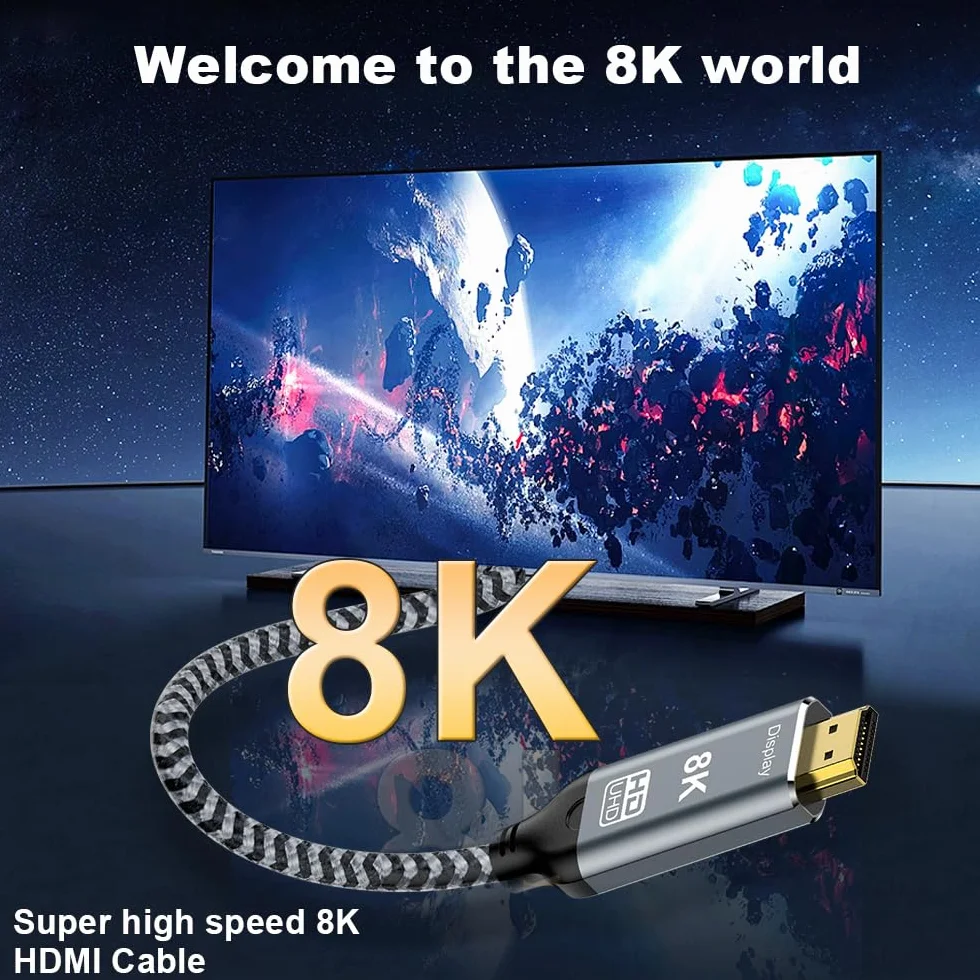 Augusplay Câble USB C vers HDMI 2.1, 8K@60Hz 4K@240Hz Type C vers hdmi High Speed Cable, HDR HDCP 2.3 Thunderbolt 4/3 vers HDMI Cable Compatible with iPhone 15 Pro MacBook Pro/Air UHD TV Monitor, 2M