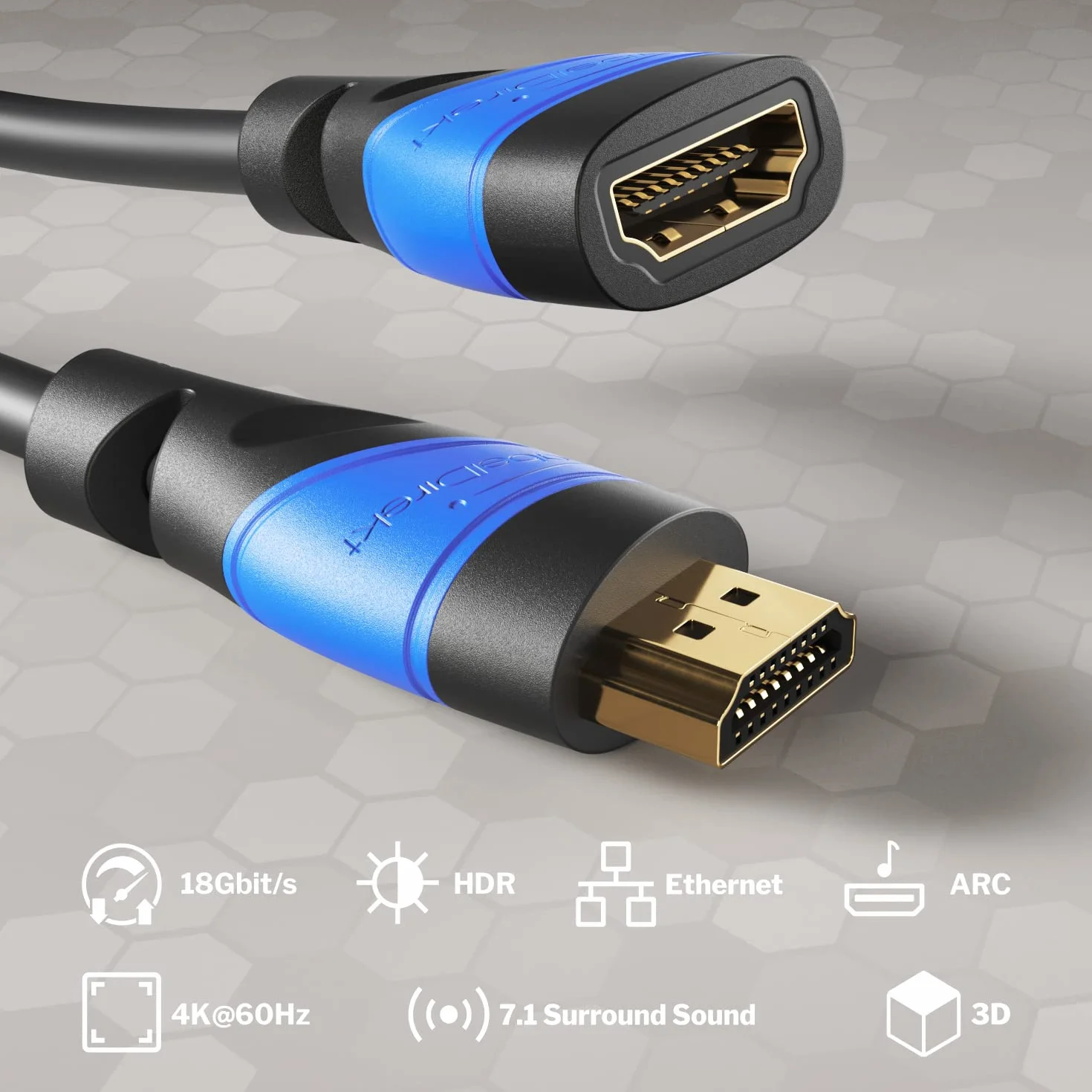 KabelDirekt – Câble d'extension HDMI, blindage spécial A.I.S. – 10m (4K@60Hz pour un Ultra HD époustouflant, extension HDMI pour PS5/Xbox, ARC, Highspeed avec Ethernet)