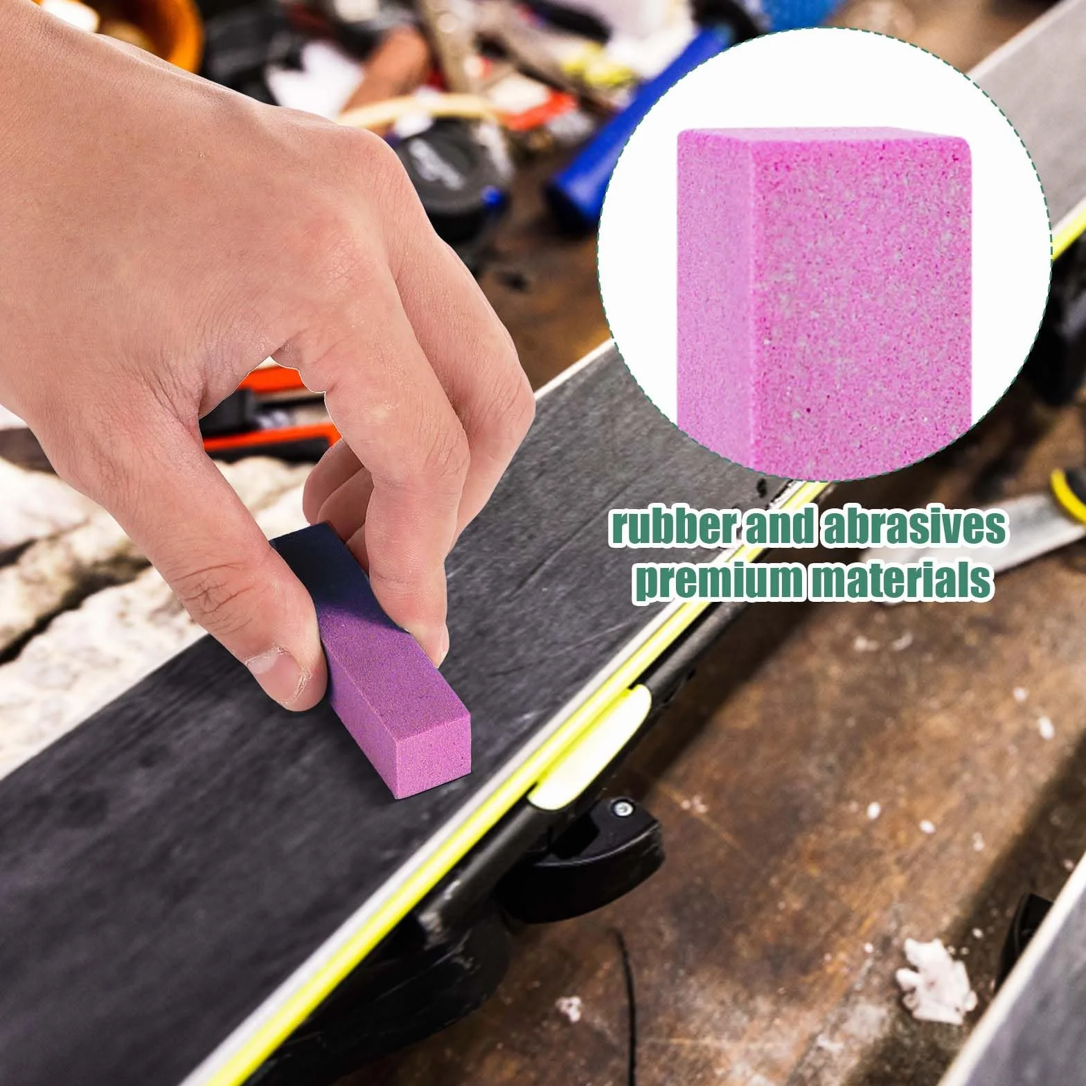 Pierre Abrasive en Caoutchouc pour Snowboard 3pcs Rose Vert Bleu