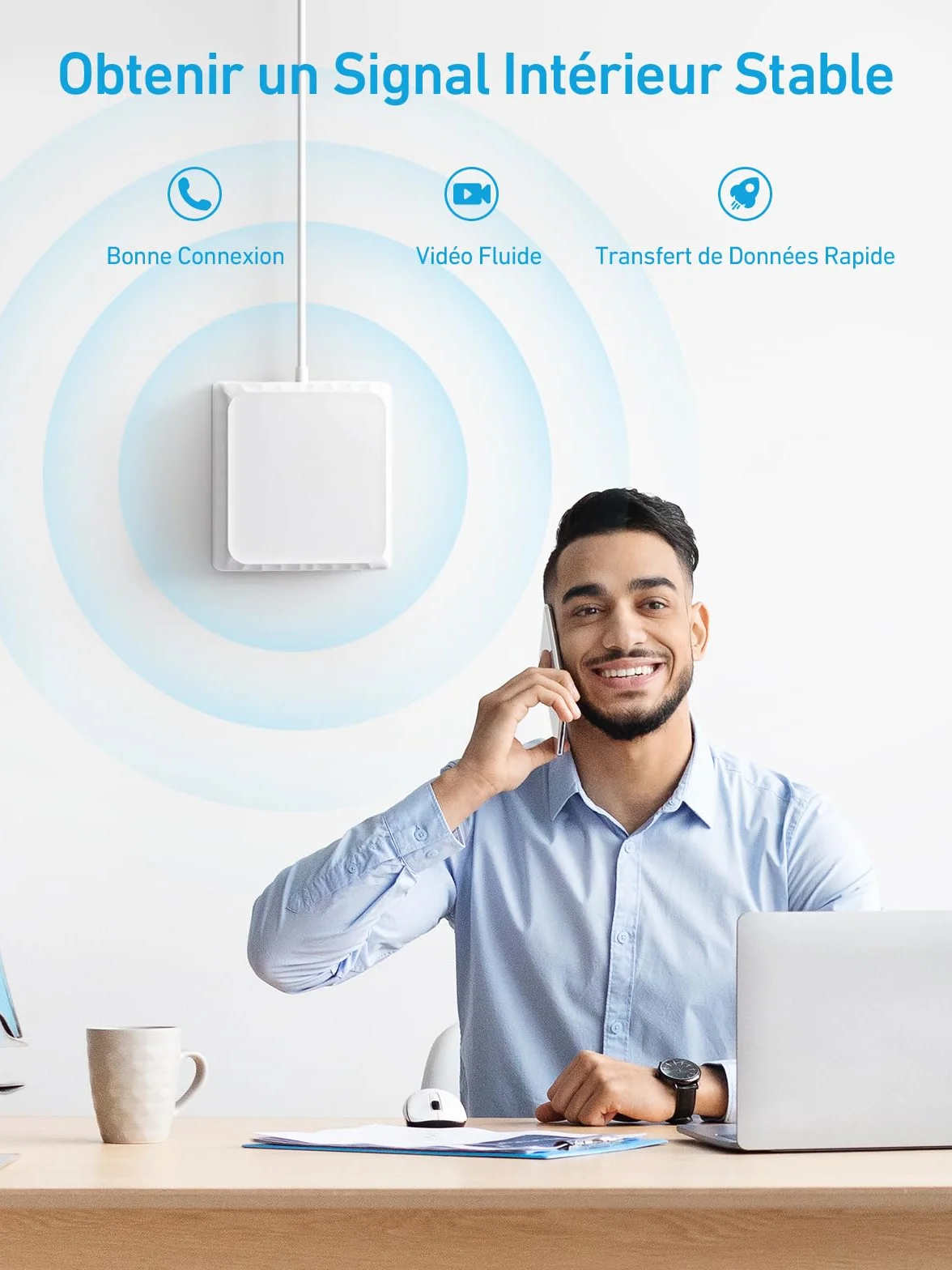 ANNTLENT Amplificateur de Signal Amplifier 4G 3G Bande 1/3/7/8/20, LTE GSM WCDMA Amplificateur de Signal Mobile Five-Bande Connecté à L'application, pour Tous Opérateurs