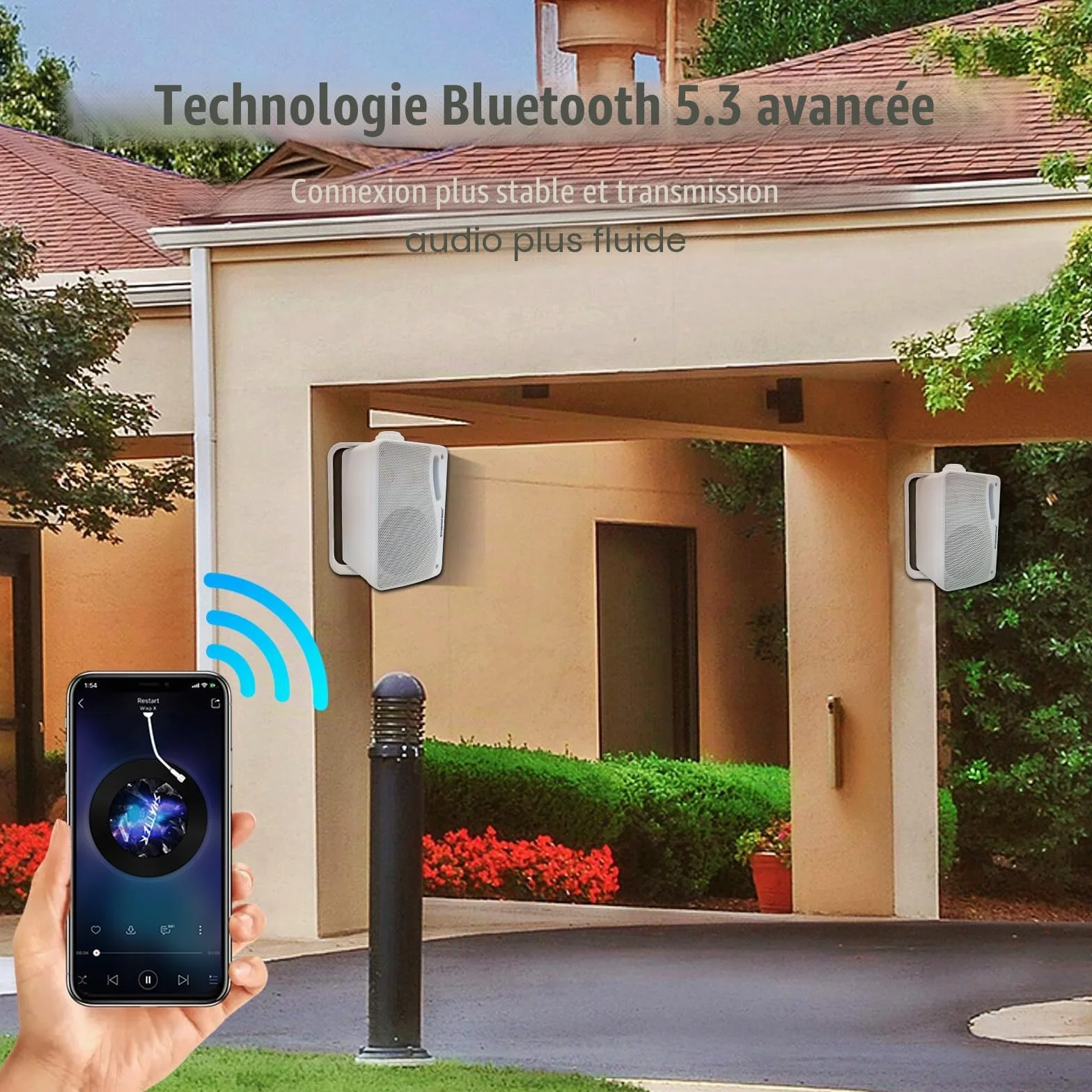 STUDIOFINIX Enceintes Bluetooth extérieures 3,5 Pouces étanches et filaires, Haut-parleurs muraux Haut de Gamme améliorés 3 Voies 200W, idéales pour terrasse, Patio, intérieur et extérieur (Blanc)