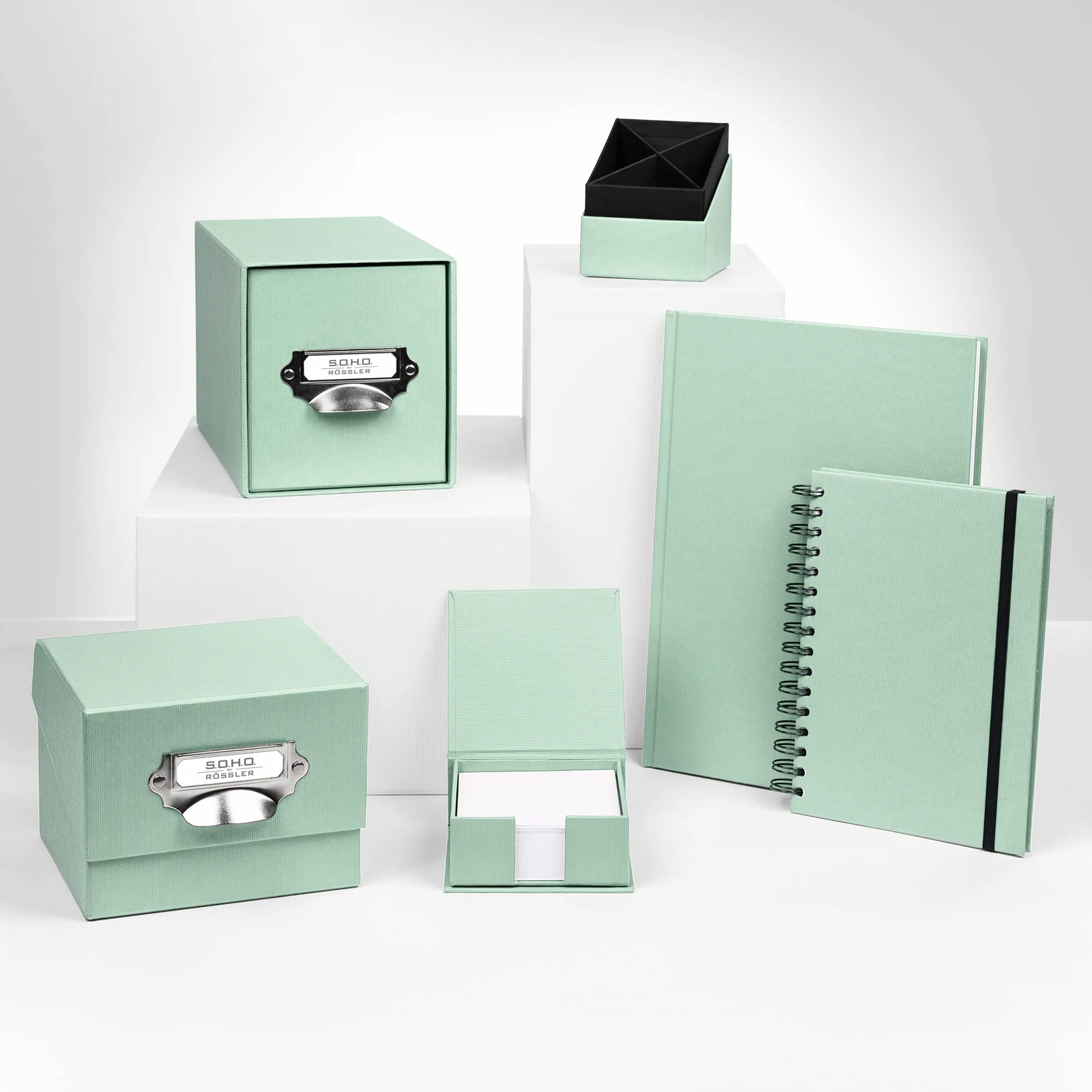 Rössler Papier S.O.H.O. 1325452650 Boîte de rangement pour photos avec étiquette inscriptible Menthe 1 pièce