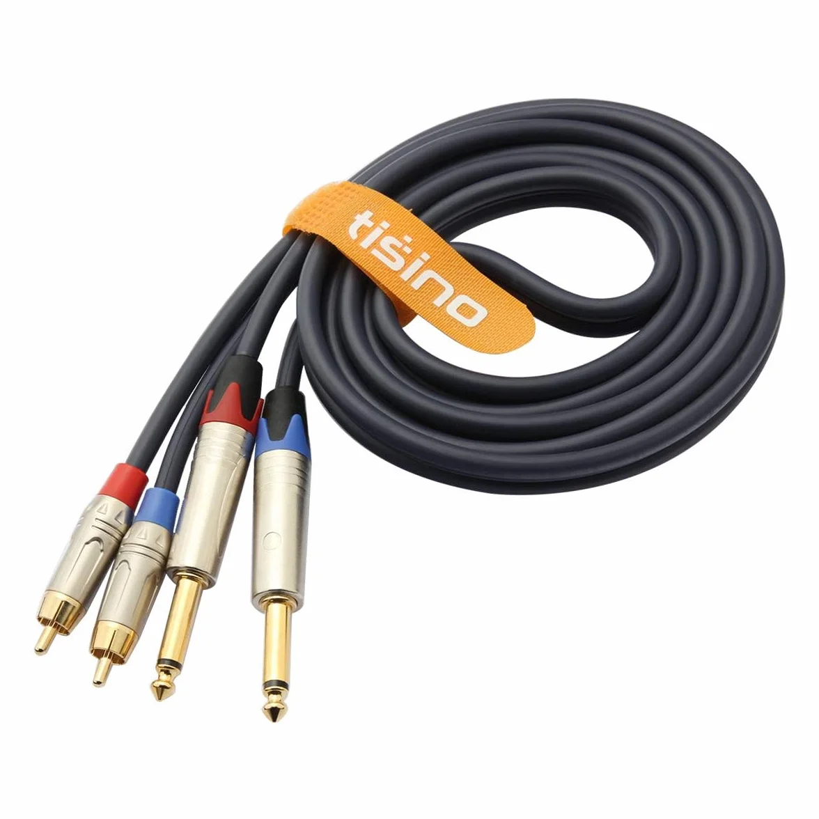 Tisino RCA vers Jack 6,35mm Câble, 2 x RCA mâle vers 2 x jack mono Audio Connecteur Adaptateur, 1m