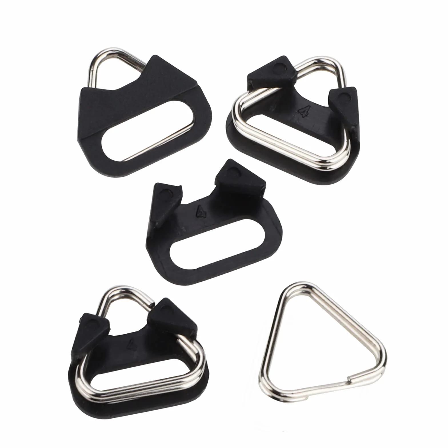 Leftfoto 4 pièces Anneau de sangle d'appareil photo en acier inoxydable triangulaire avec capuchon en plastique pour sangle d'épaule d'appareil photo Noir