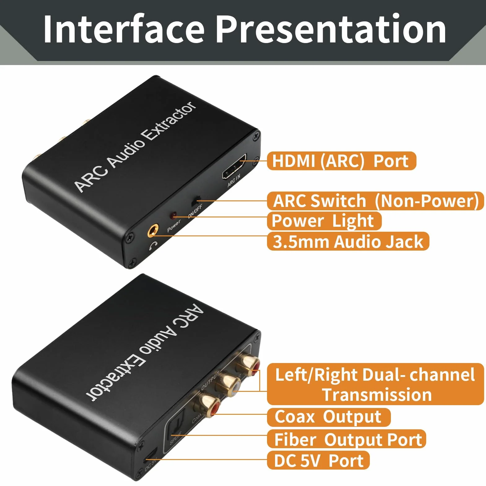 HDMI Audio Extractor 192 KHz Convertisseur DAC HDMI ARC Audio Extracteur vers Optical Toslink SPDIF Coaxial Stéréo Aux RCA L/R 3,5 mm Jack pour TV Casque Soundbar Home Cinéma