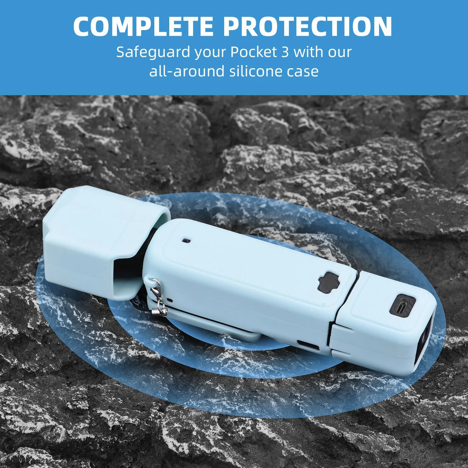 BRDRC Housse en silicone pour DJI OSMO Pocket 3, protecteur d'objectif, étui de protection