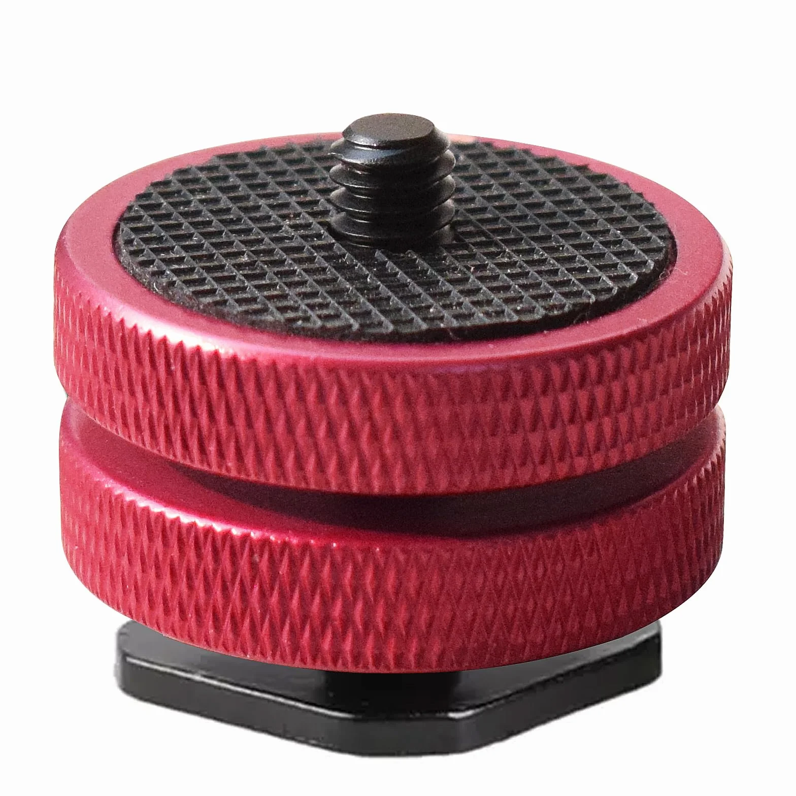 Adaptateur Griffe Flash vers 1/4"-20 Rouge – Écrou de Blocage Rond Élargi avec Patin en Caoutchouc Antidérapant – Support Griffe Froide Professionnel pour Moniteurs, Éclairages LED et Micros