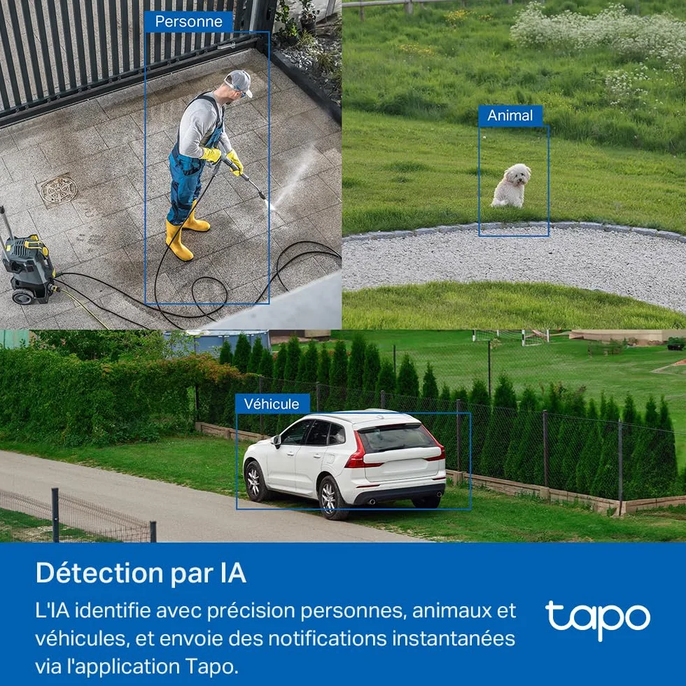 Tapo C530WS Caméra de Surveillance extérieure 360° 3K 5MP Vision Nocturne Couleur Starlight Détection IA Suivi de Mouvement WLAN Ethernet