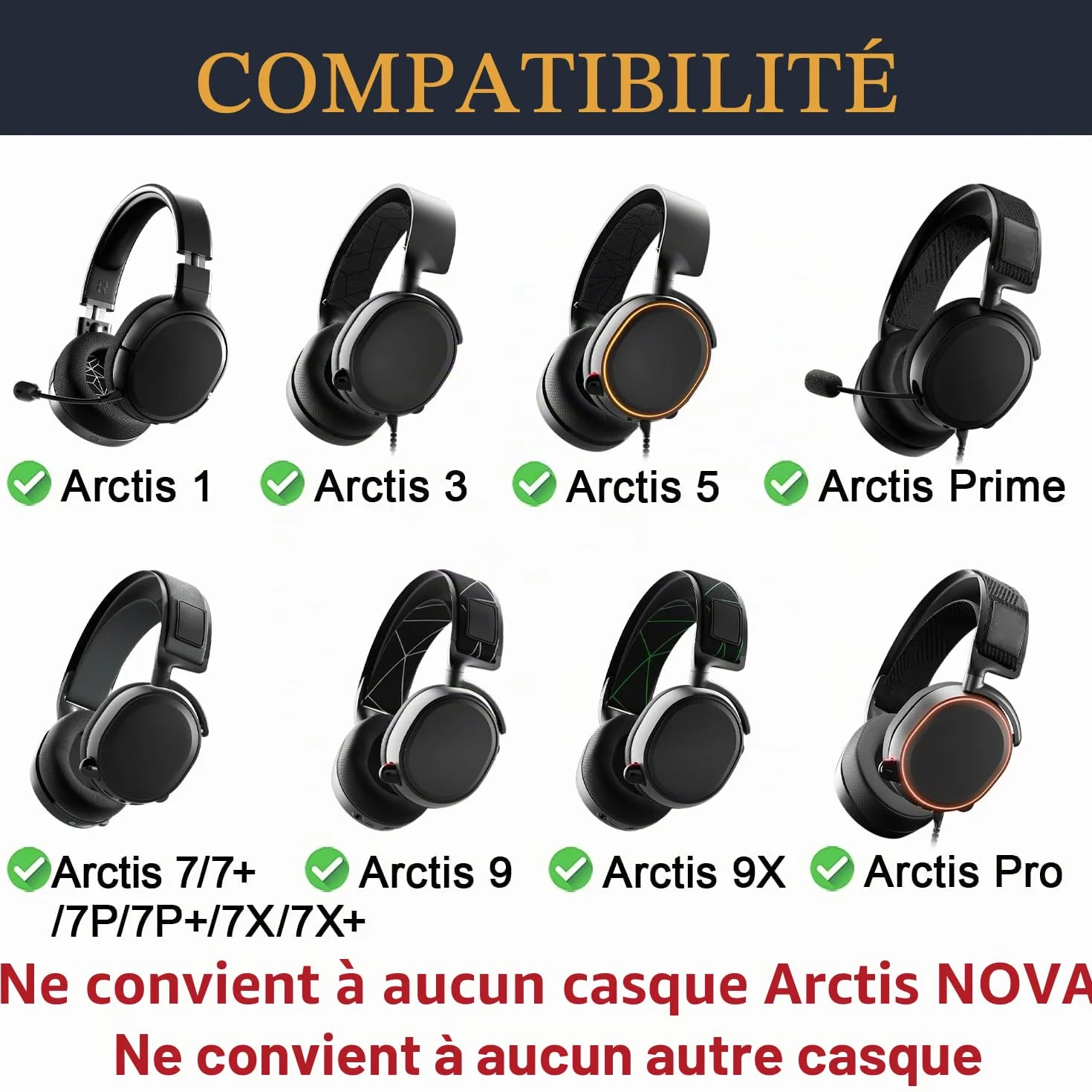 SOULWIT Mousse Coussinets pour SteelSeries Arctis 1/3/5/7/7+/7P/7P+/7X/7X+/9/9X/Pro/Prime, Isolation Phonique
