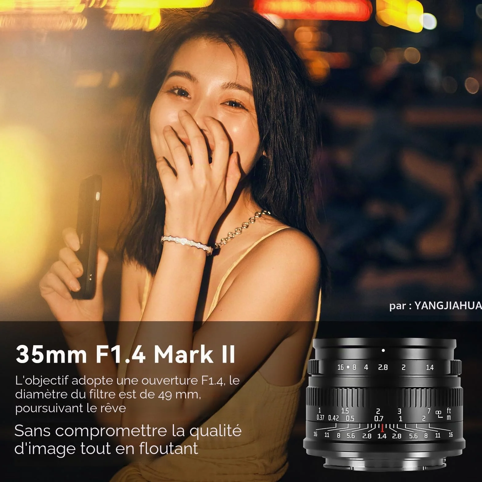 7artisans Objectif fixe 35 mm F1.4 Mark II APS-C Mise au point manuelle Grande ouverture Compatible avec appareil photo Fujifilm Fuji X-A1 X-A10 X-A2 X-M1 XM2 X-T1 X-T10 X-T2 X-T20 X-T30 X-Pro1 X-Pro2