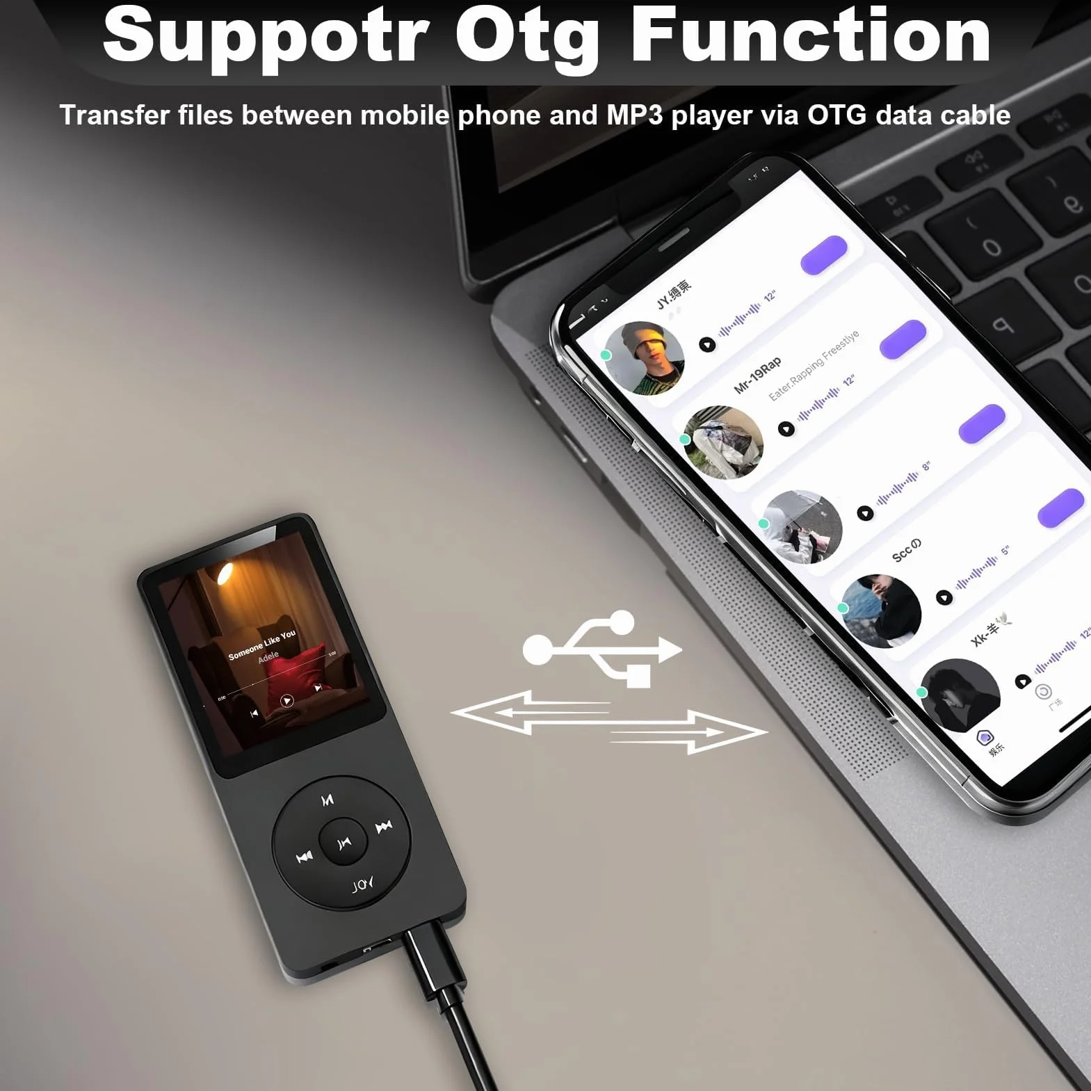 Lecteur MP3 Bluetooth 5.3 32Go Haut-Parleur Intégré Baladeur Portable HiFi sans Perte 70H Autonomie Radio FM Écran 1,8 Pouces Extension Carte TF 128Go