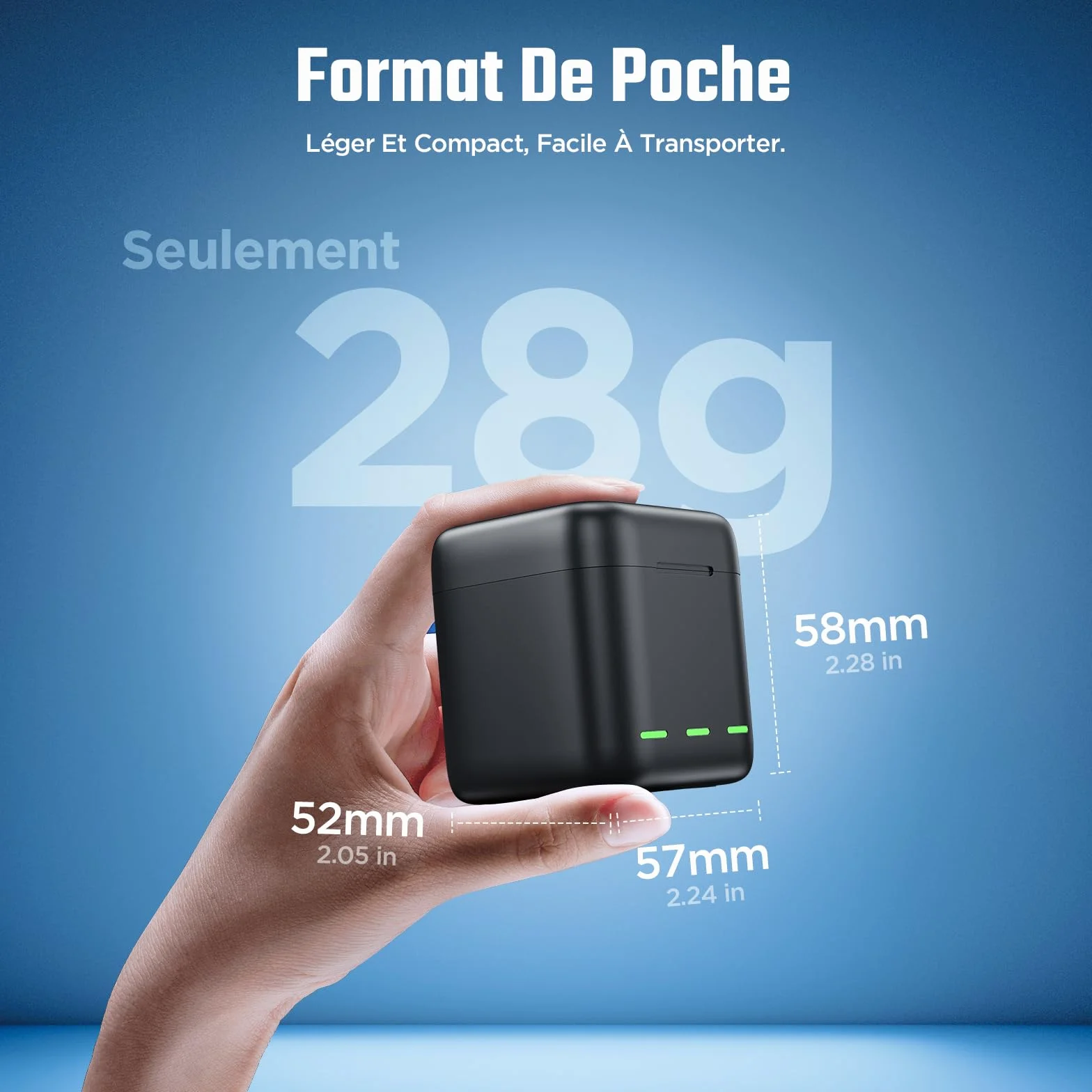 Jeebel Chargeur de batterie pour GoPro Hero 13 Black - Chargeur 3 canaux rapide 2,4 A USB-C - Compatible GoPro Hero 13 Black