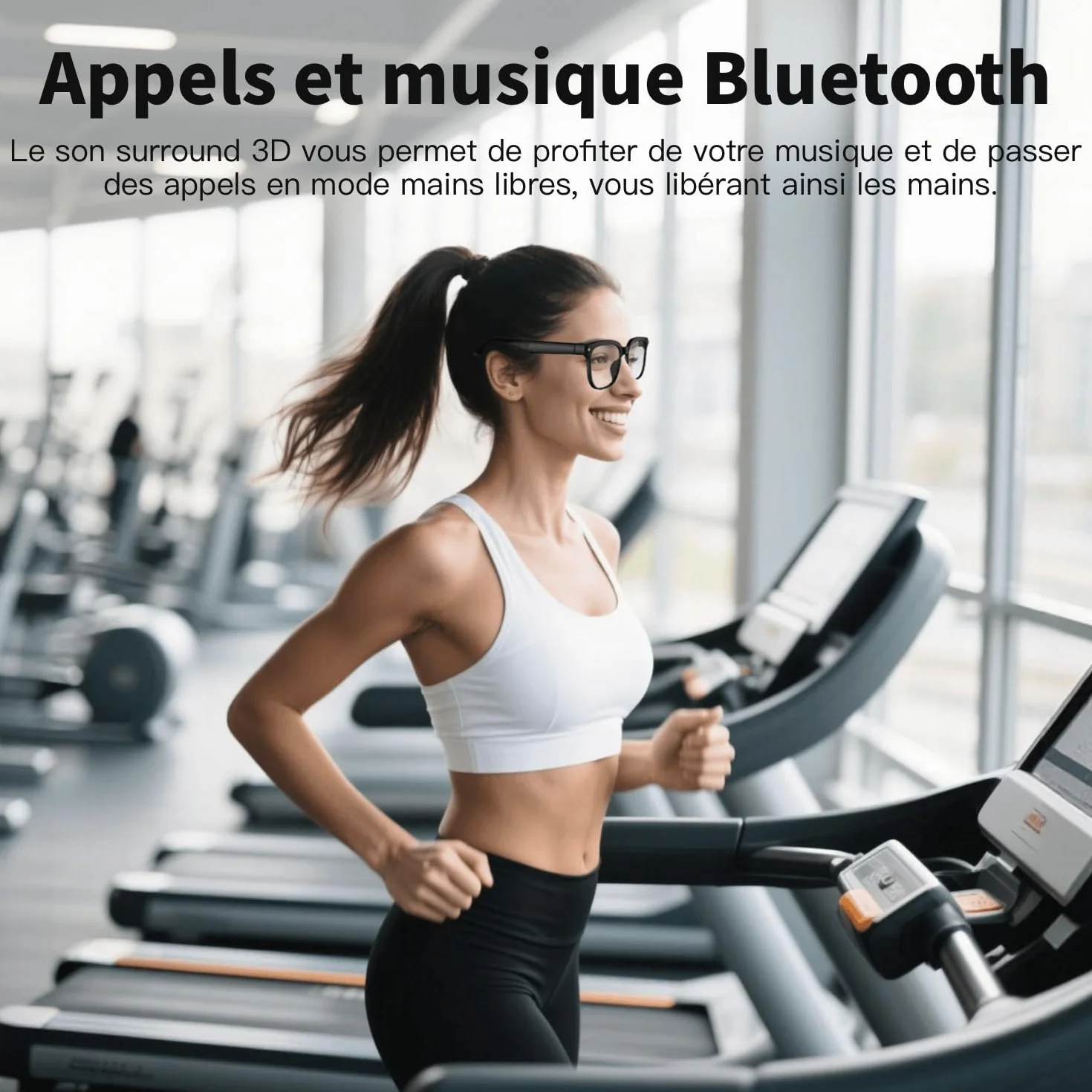 Lunettes intelligentes AI 32 Go avec caméra HD 4K, Lunettes avec caméra Anti-tremblement 8 MP, Prise en Charge de l'enregistrement vidéo, Traduction en Temps réel, Verres photochromiques