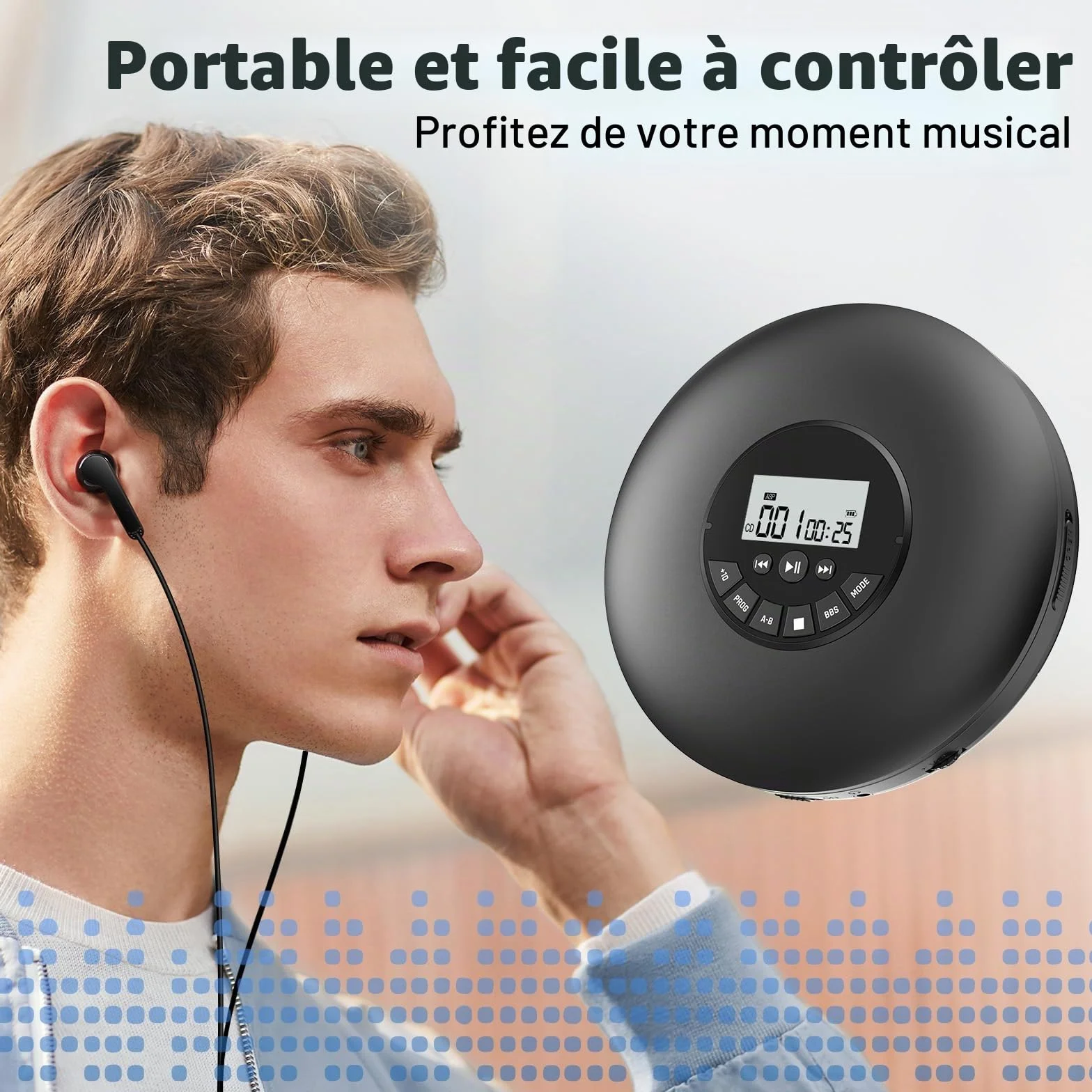 Lecteur CD Portable Arafuna avec Protection Anti-Saut, Casque Inclus
