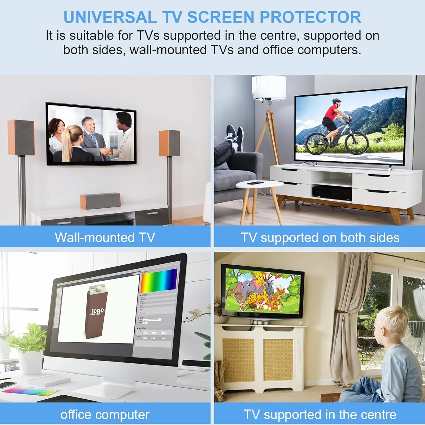 Qoosea Protecteur d'Écran TV 65 Pouces - Panneau de Protection en Acrylique HD Clair pour Téléviseur