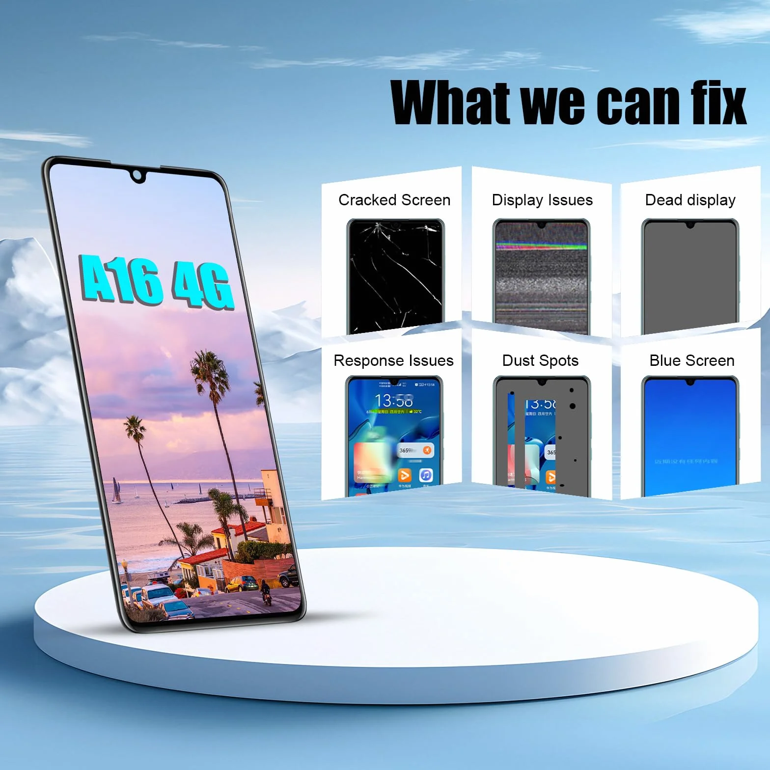 DTD Écran pour Samsung Galaxy A16 4G A165F/A165M LCD Remplacement d'Écran Numériseur Écran Tactile Monté Remplacement avec Outils (Noir avec Cadre)