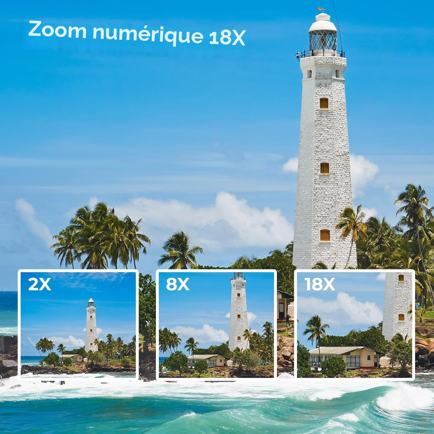 Caméra Vidéo 2.7K 48MP, Zoom Numérique 18X, Écran Rotatif 270° 3 Pouces avec Carte 32GB et Batterie
