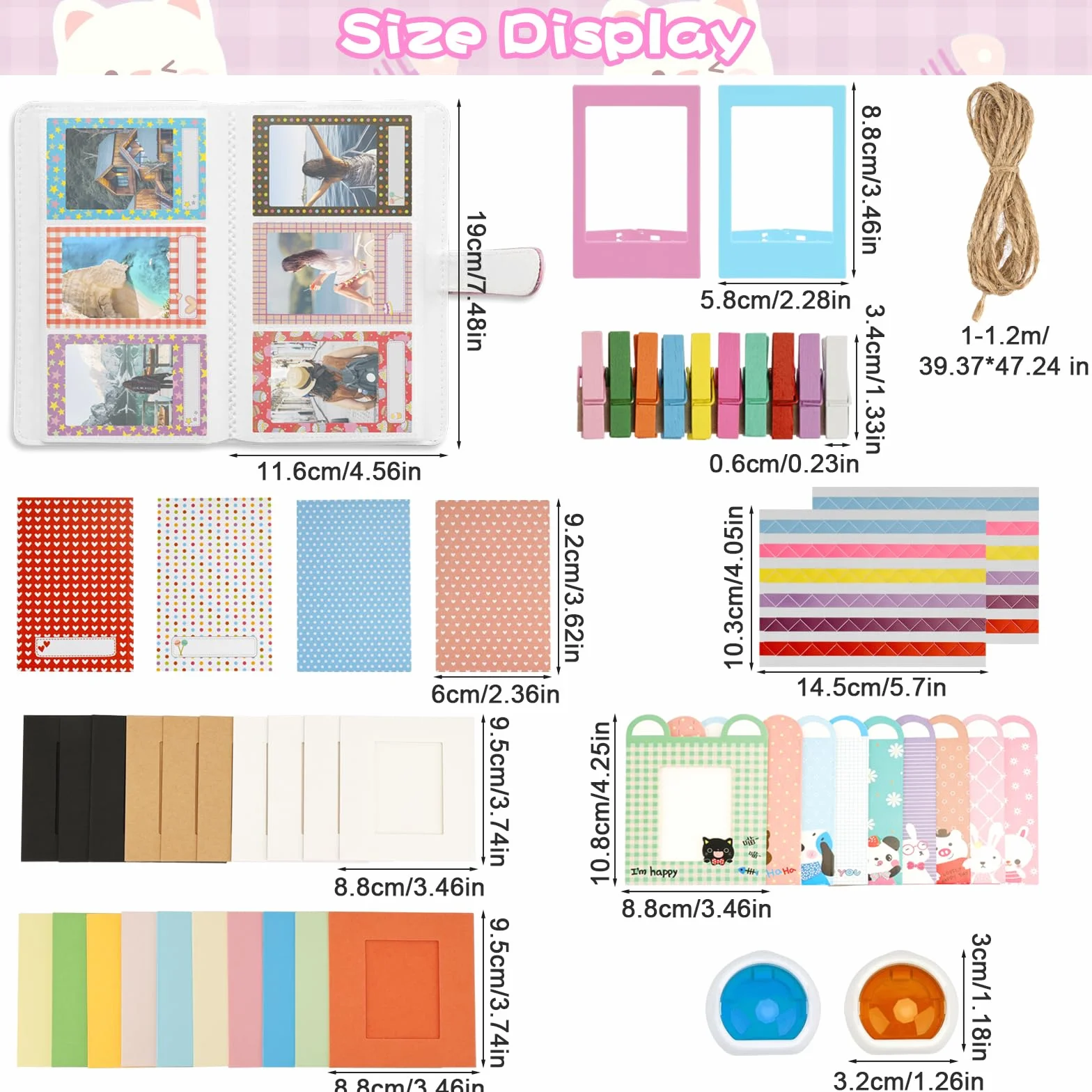 UMILKI 103 Pcs Instantané Caméra Accessoires Compatibles avec Instax Mini Appareil Photo Instantané, Comprendre Album Photo/Filtre/Cadre Mural/Autocollant de Bordure/Cadre Photo Papier Maché