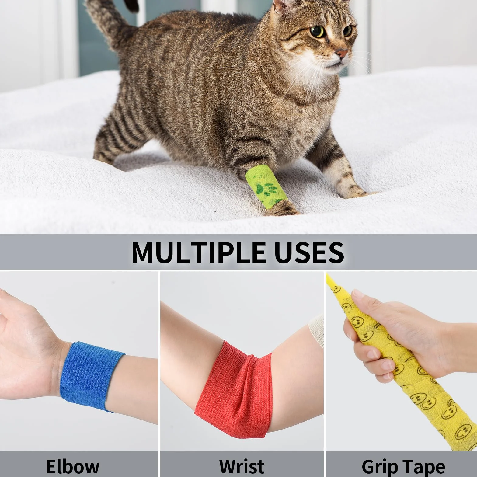 Pet Vet Wrap Bandage Autoadhésif 5cm x 4.5m Bande Cohesive pour Animal