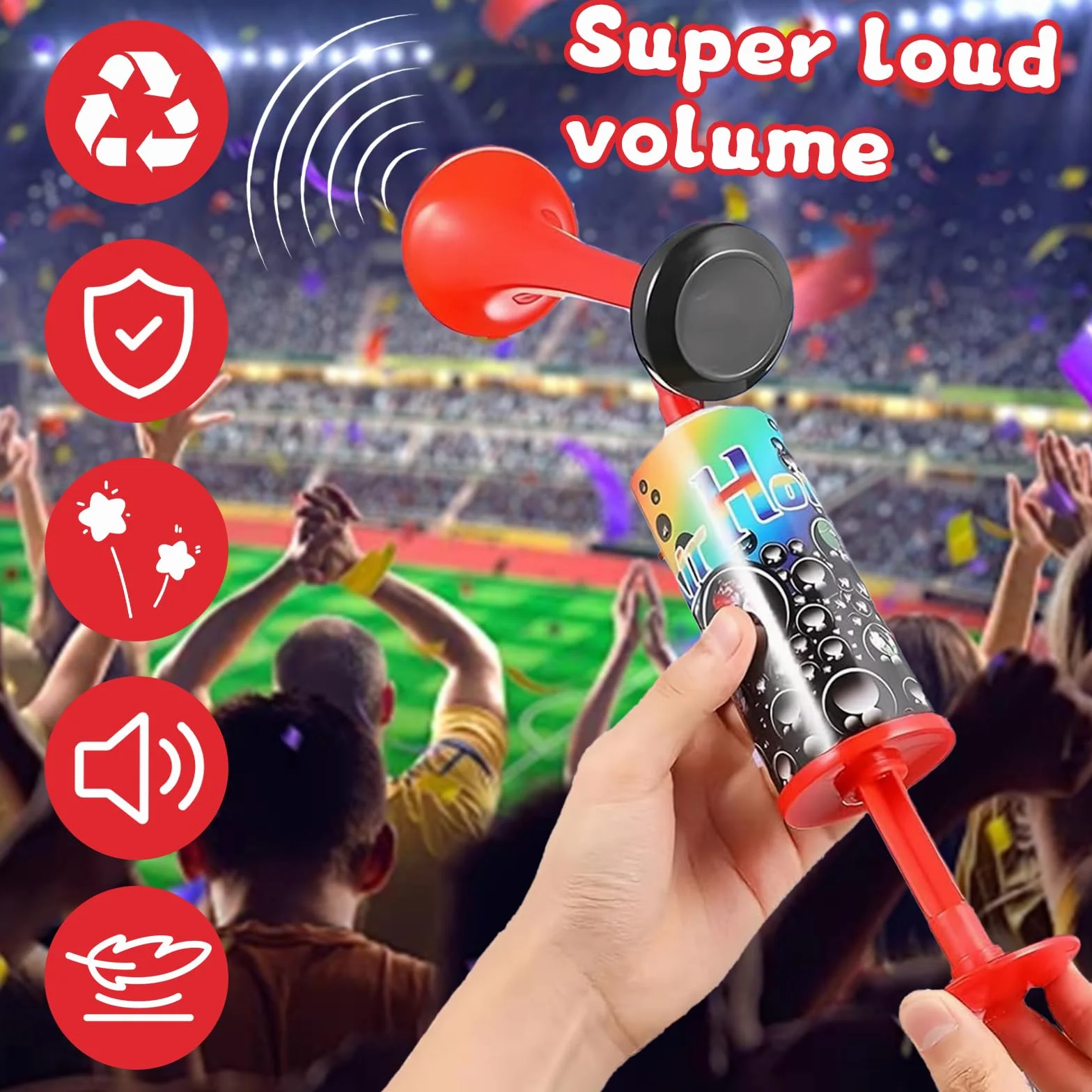 Corne de Brume en Plastique PP Klaxon Pneumatique à Main pour Fans de Football Bruit Fort