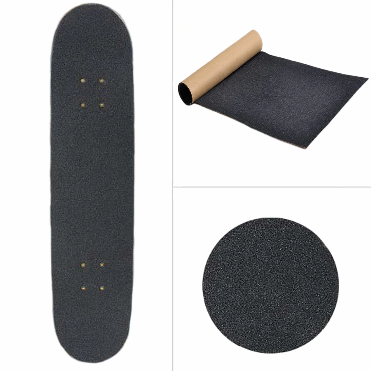 Papier de Verre Grainé Antidérapant Ruban de Skateboard Noir 81x21 cm Professionnel