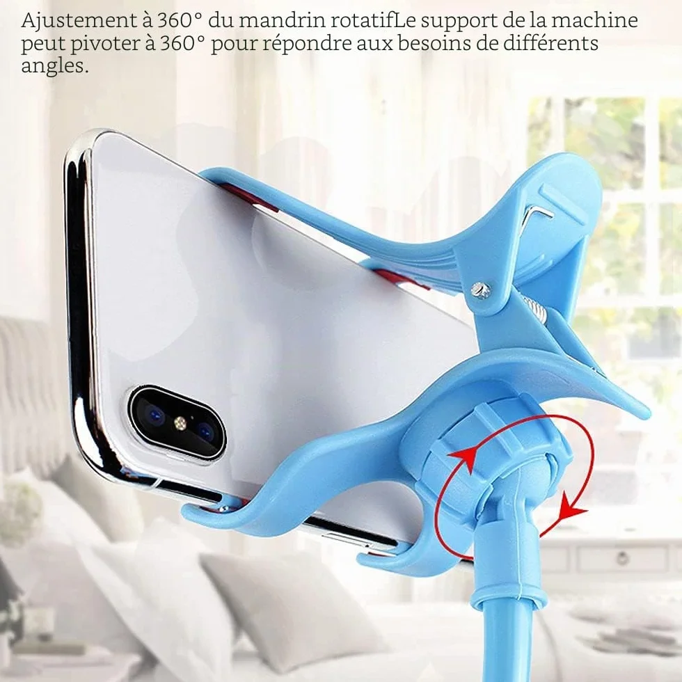 Support Col de Cygne Téléphone, Portable Support Universel Support de Téléphone Pliable Rotation 360° Réglable Stand Smartphone avec Clip,Utilisé dans Les Chambres, Bureaux, Voitures (Noir)