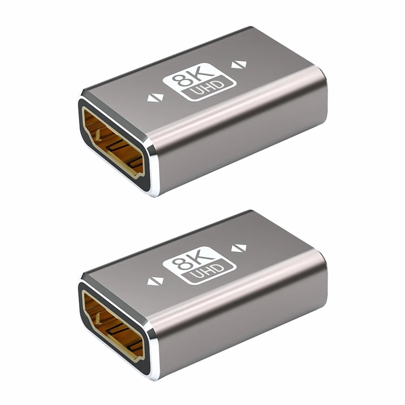 Coupleur HDMI Femelle vers Femelle 2PCS Adaptateur Rallonge HDMI 2.1 8K Plaqué Or Compatible UHD 4K 3D HDR eARC Dolby Atmos VRR