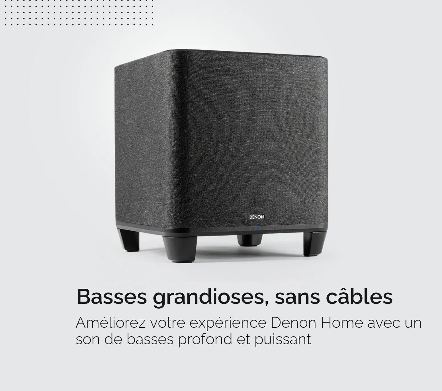 Denon Home Caisson de Basses sans Fil avec HEOS Intégré, Amplificateur Classe D Haute Performance, Woofer 8 Pouces pour Home Cinéma et Musique - Noir