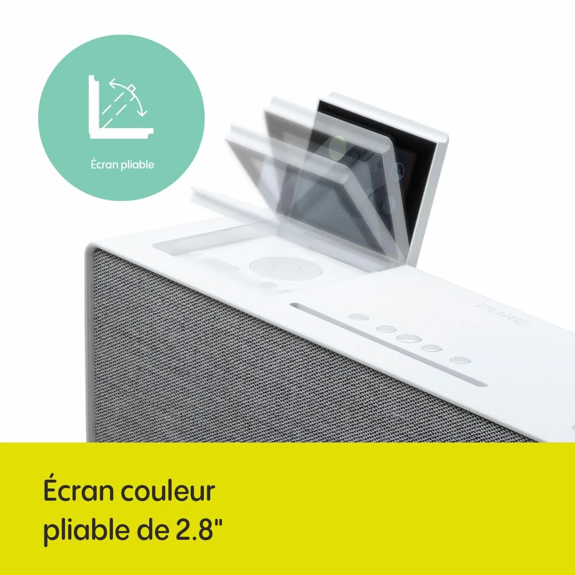 Pure Evoke Home Système de musique tout-en-un pour la maison avec radio DAB+/FM, radio Internet, podcasts, Spotify Connect, Bluetooth, CD et son stéréo puissant de 100 watts, Cotton White