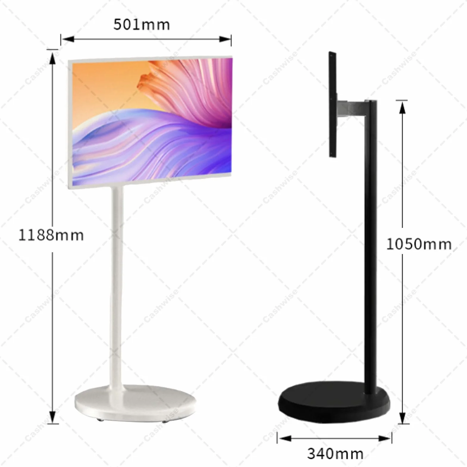 TV Portable Intelligent de 21,5 Pouces 4K, 6G + 128G Storage, Android 14 OS, TV Roulant sur Roues avec écran Tactile Rotatif, Batterie intégrée, Rotation pivotante complète 6+128G