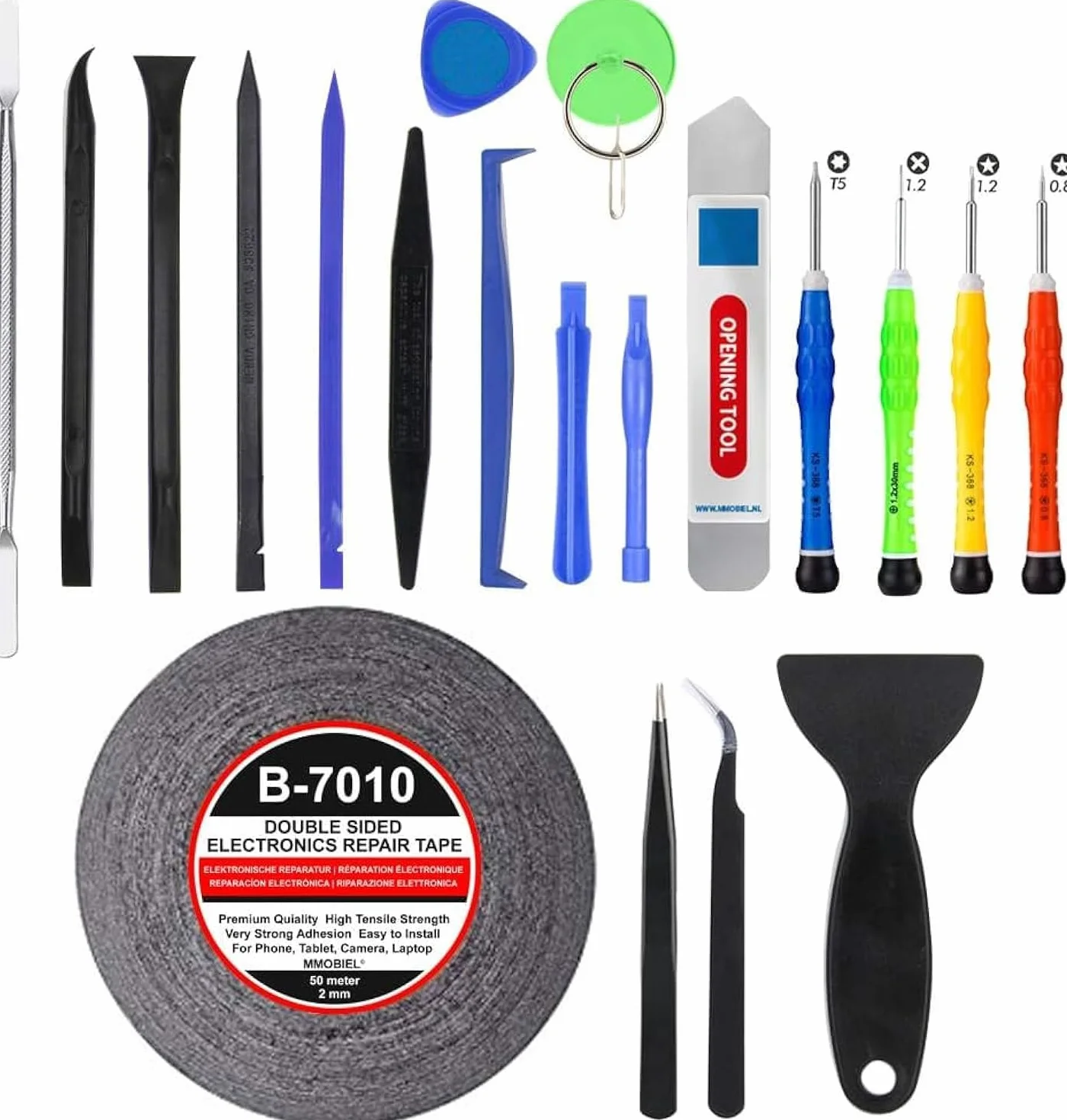 MMOBIEL Kit Complet d'outils 21 en 1 compatible avec Réparation de Smartphones/Tablettes (iPhone iPad Samsung Motorola Huawei ...)