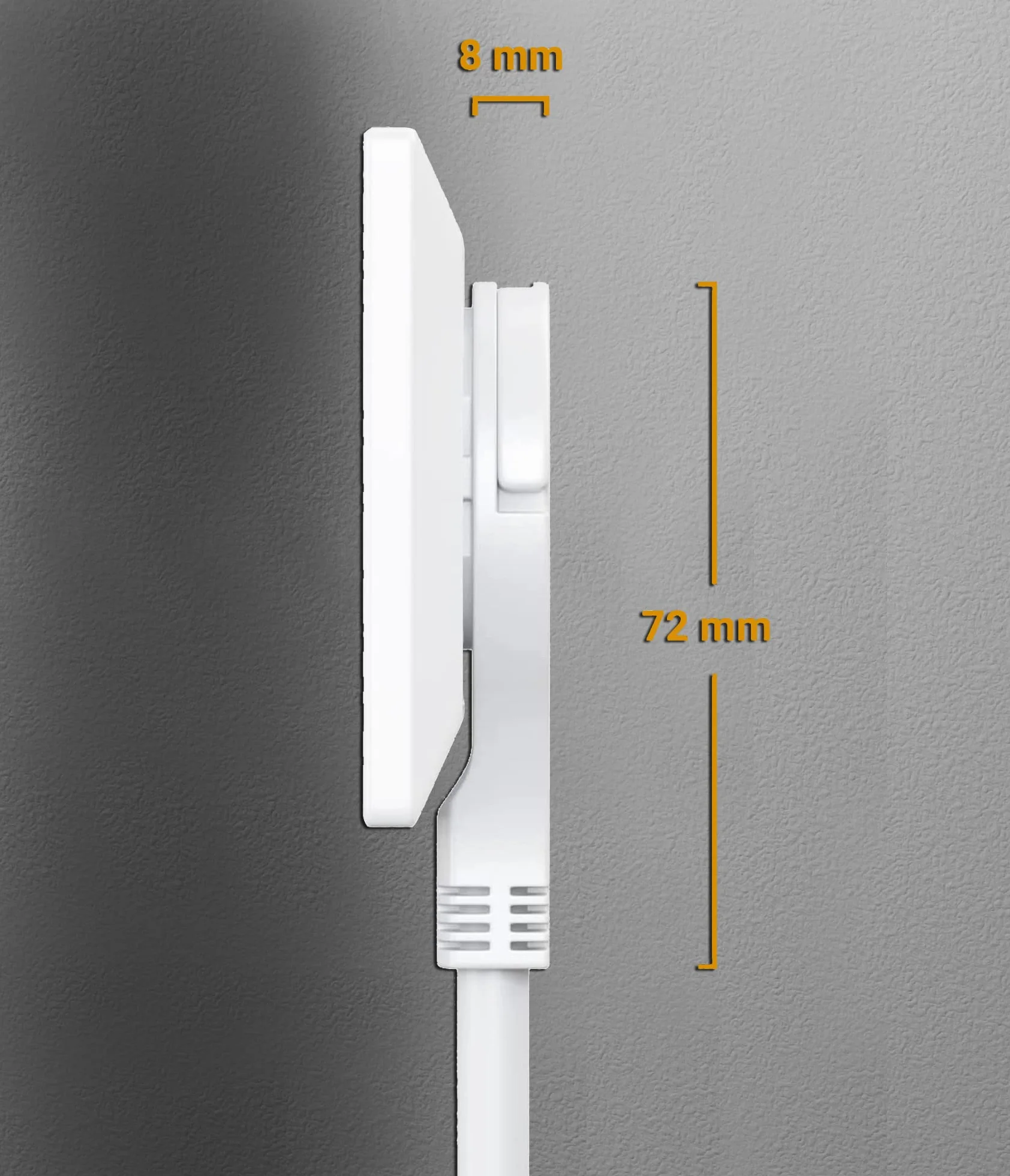 MutecPower 2m Rallonge Schuko avec fiche Plate coudée à 90° avec Contact de Protection jusqu'à 250V 16A rallonge de câble IP20 avec Contacts de Terre - Prolongateur de 2 mètres Blanc