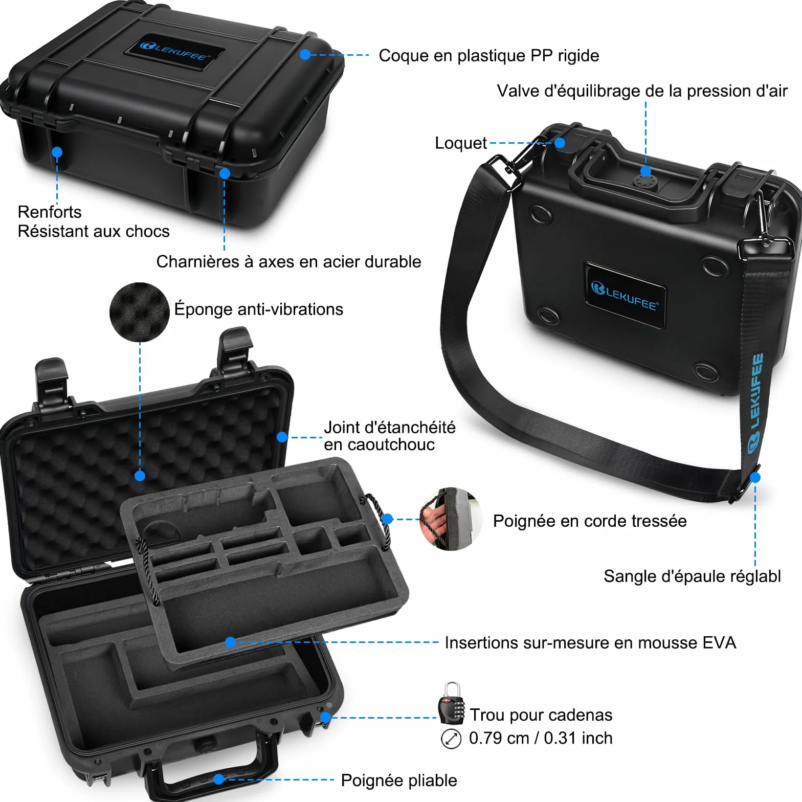Étui de Transport Rigide Étanche LEKUFEE pour Insta360 X5, X4 Air, X4/X3 Caméra d'Action et Accessoires