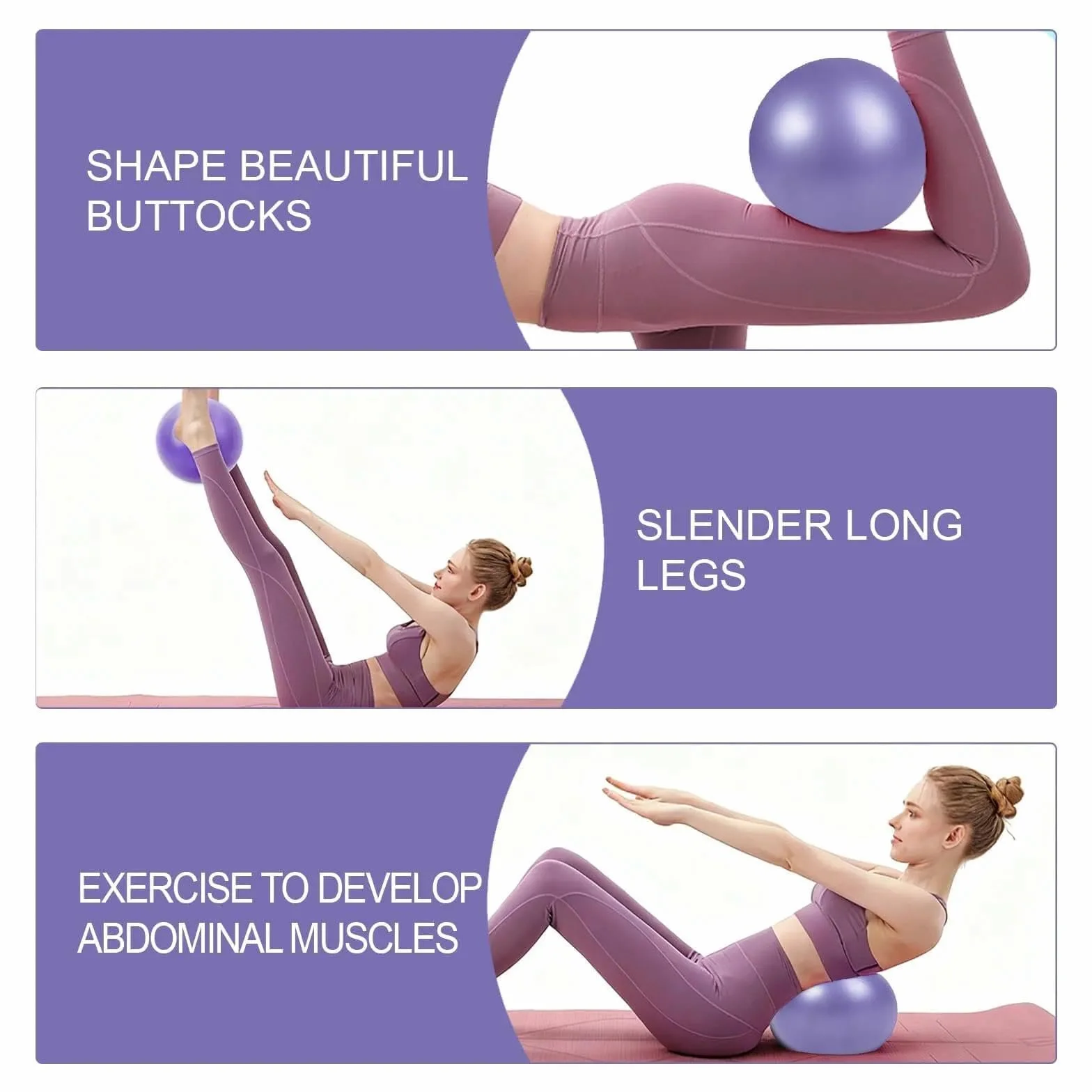 Ballon de Pilates 22cm avec Ceinture Élastique pour Yoga, Grossesse, Kinésithérapie