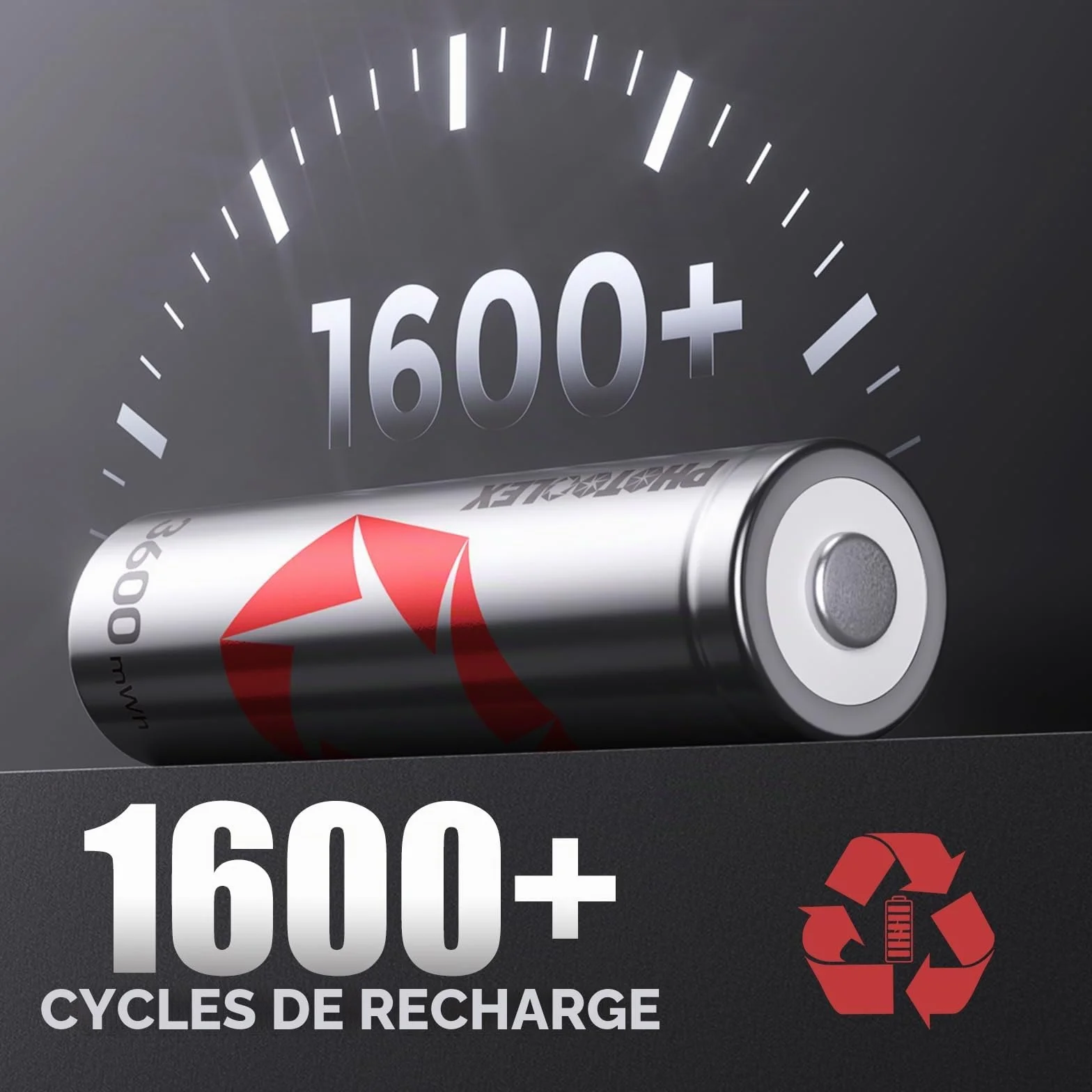 PHOTOOLEX Piles Rechargeables AA Lot de 8 3600mWh 1,5V Lithium HR6 Haute Performance Longue Durée