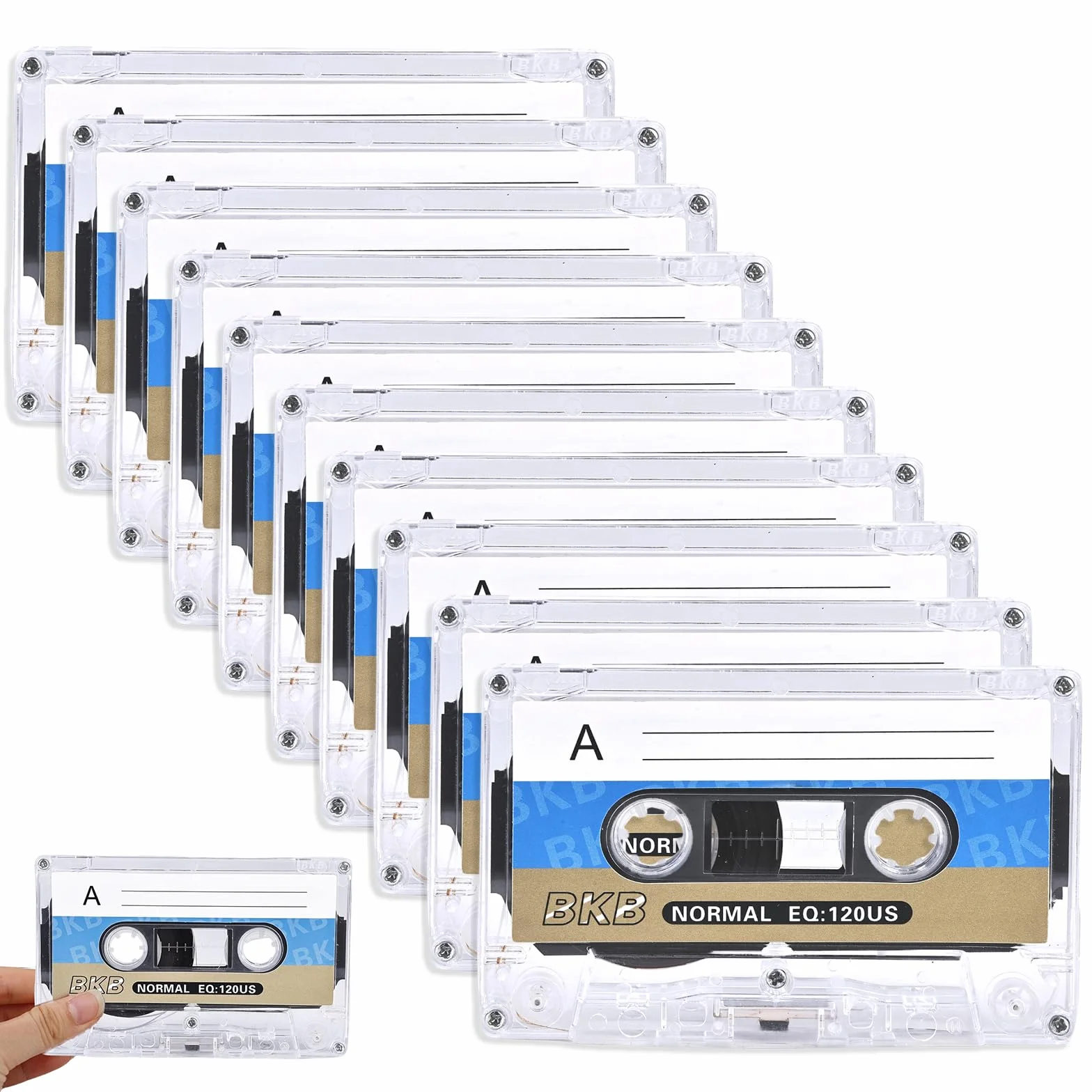 WIYETY 60 min Cassettes Audio Vides Lot de 10 Faible Bruit Étui Plastique Transparent