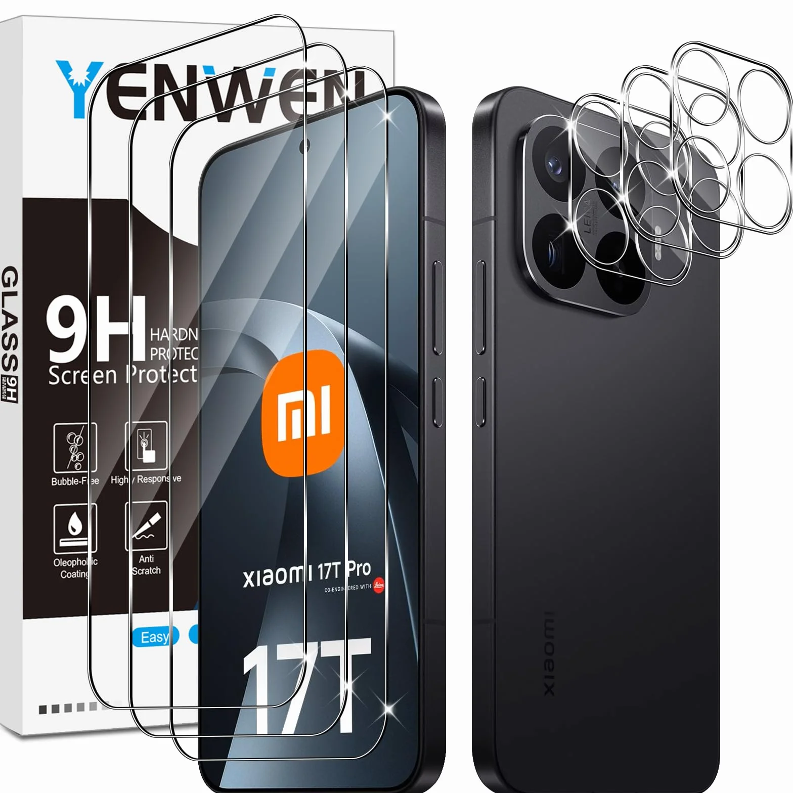 Verre Trempé Xiaomi 17T Pro 5G 3 Pièces Protection écran Film 2.5D HD Dureté 9H