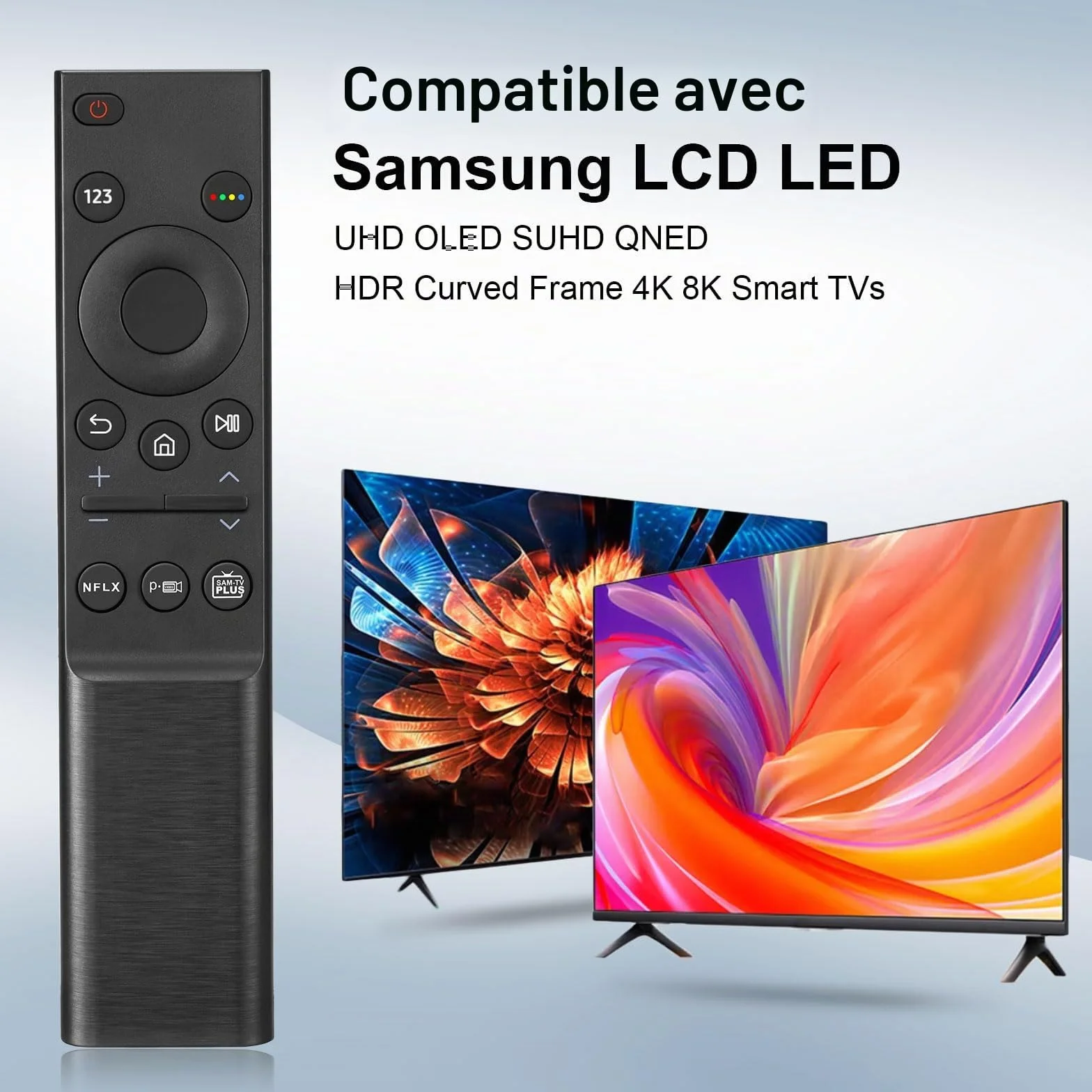 Télécommande universelle pour Samsung Smart TV, BN59-01358B Télécommande de rechange pour Samsung QLED UHD SUHD HDR LCD LED HDTV Frame Curved 4K 8K 3D Smart TV