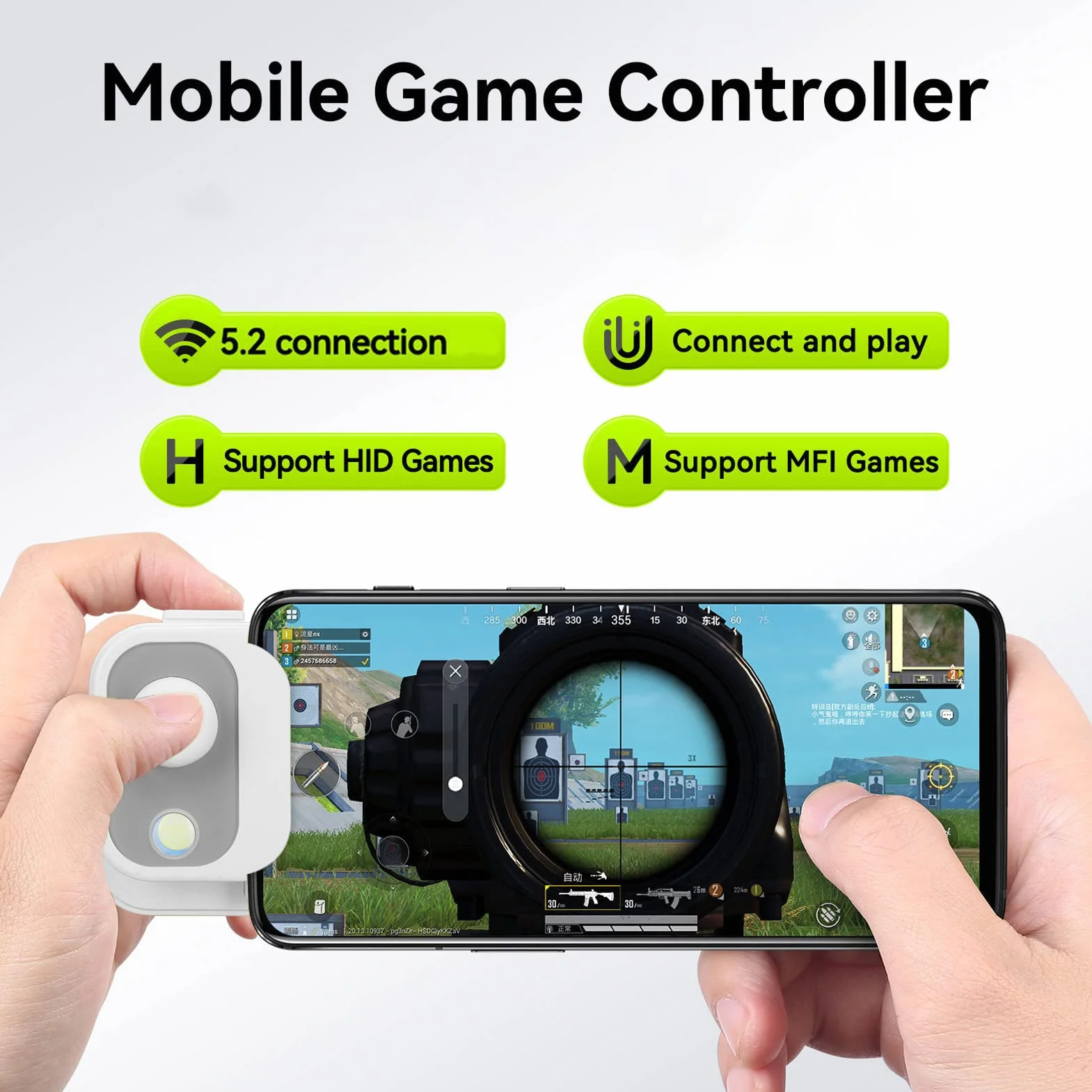 Joystick de Jeu pour Téléphone Portable, Manette de Jeu Mobile 4 Modes avec Interrupteur à Bascule Intelligent pour Android/iOS, Manette ABS Portable Compatible avec Les Tablettes (Blanc)
