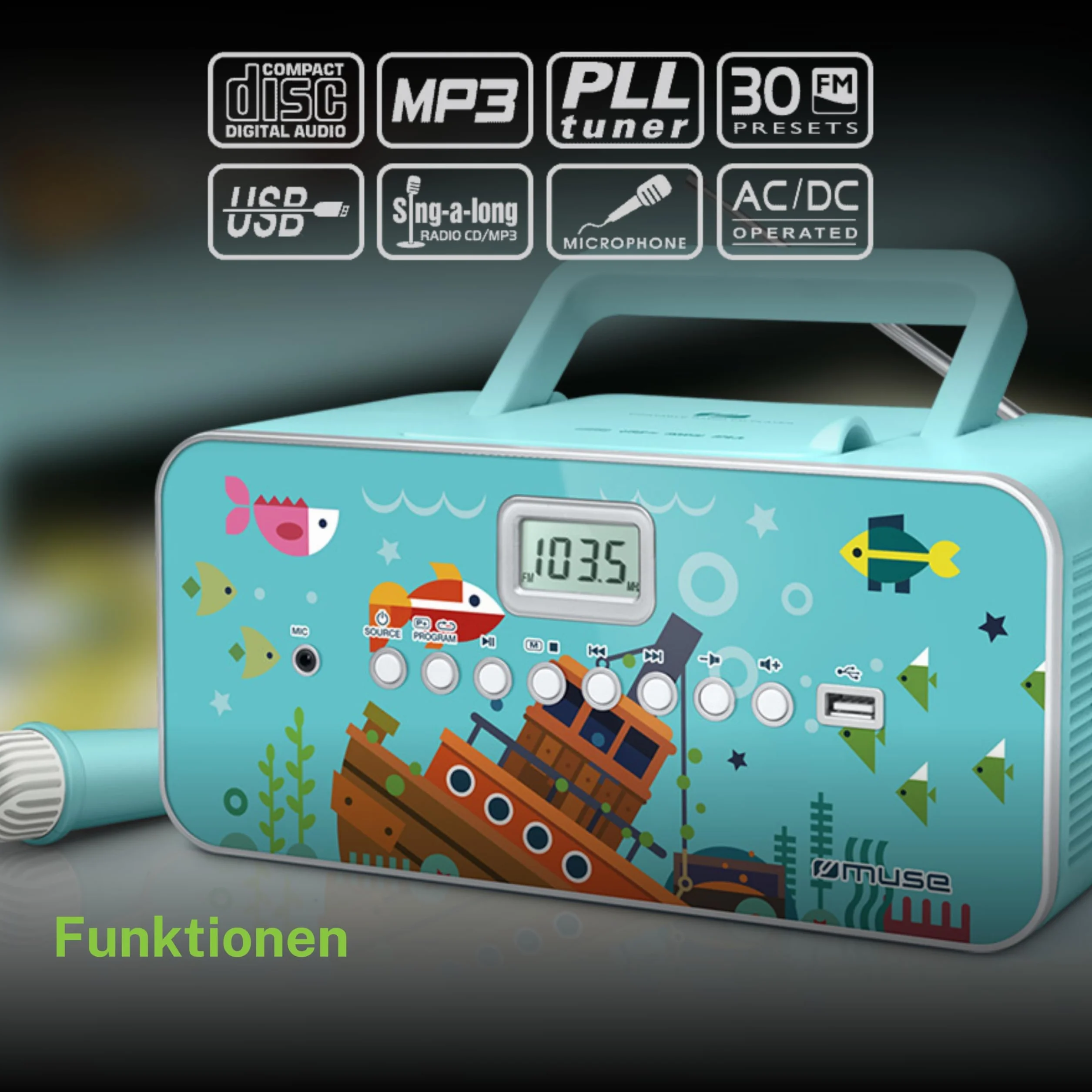 Muse M-29 KB Radio CD/MP3 Multicolore