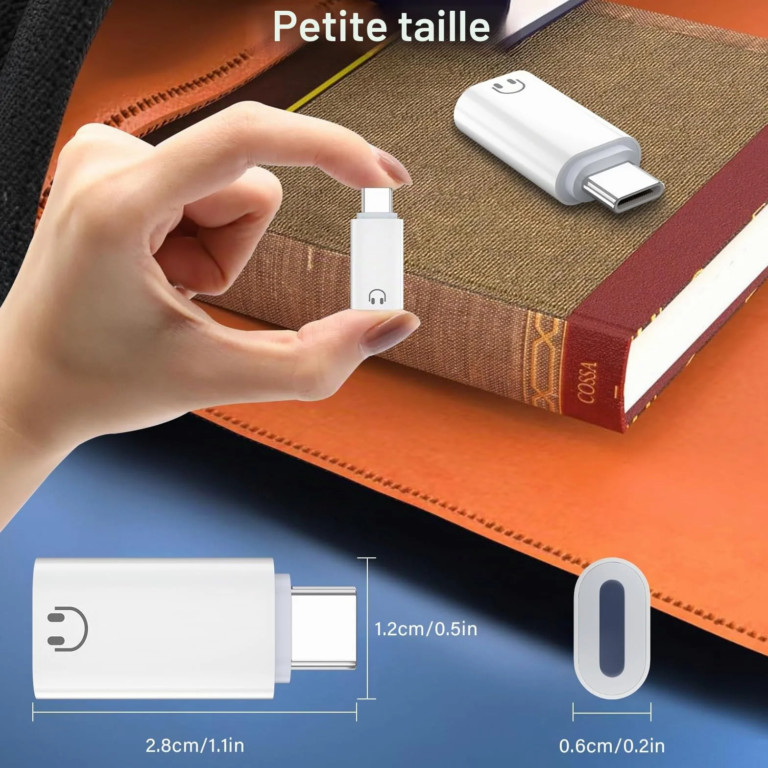 Adaptateur USB C vers Lightning Audio, USB C mâle vers Lightning, Compatible iPhone 16/15, Blanc