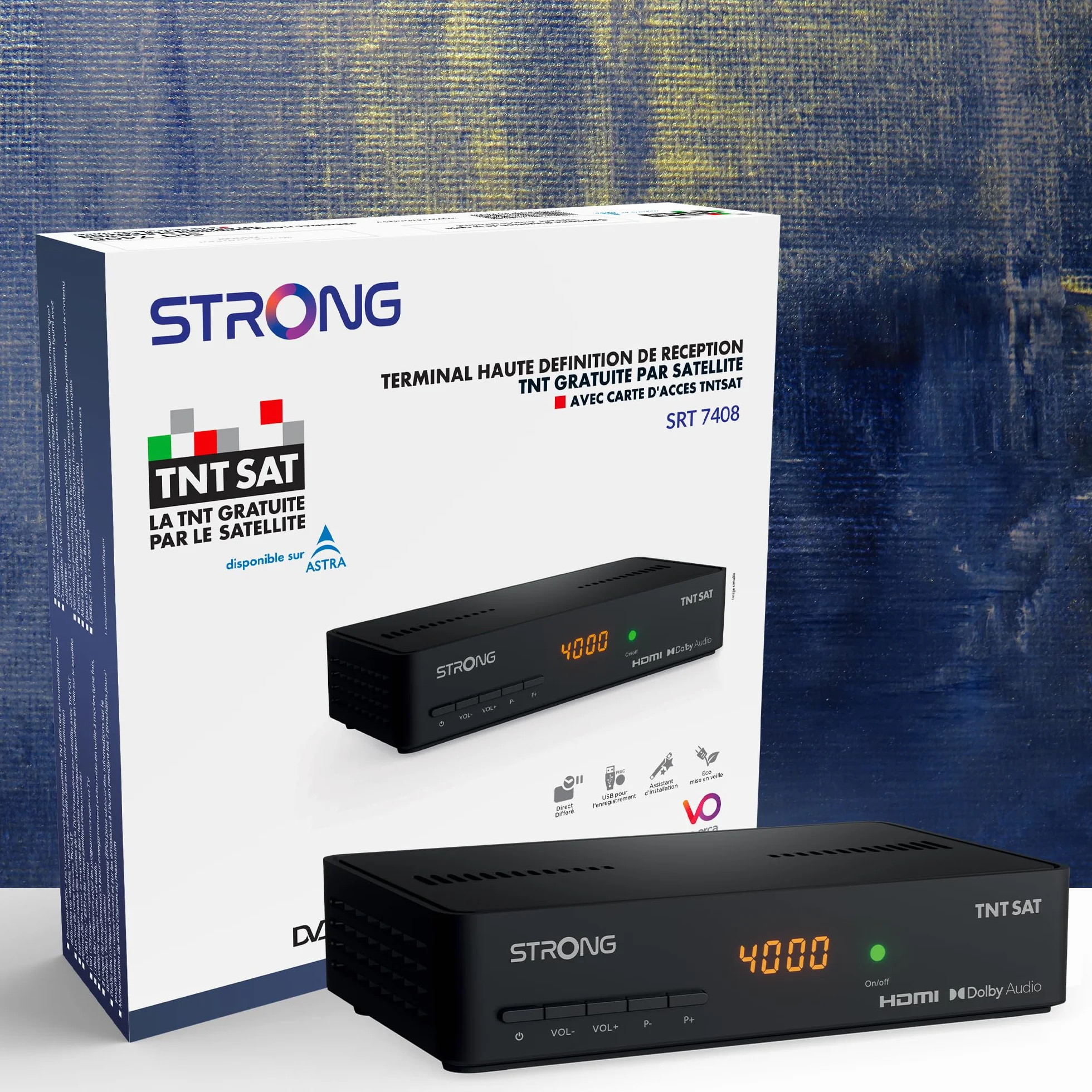 STRONG SRT7408 Décodeur TNT Satellite HD avec Carte TNTSAT Noir
