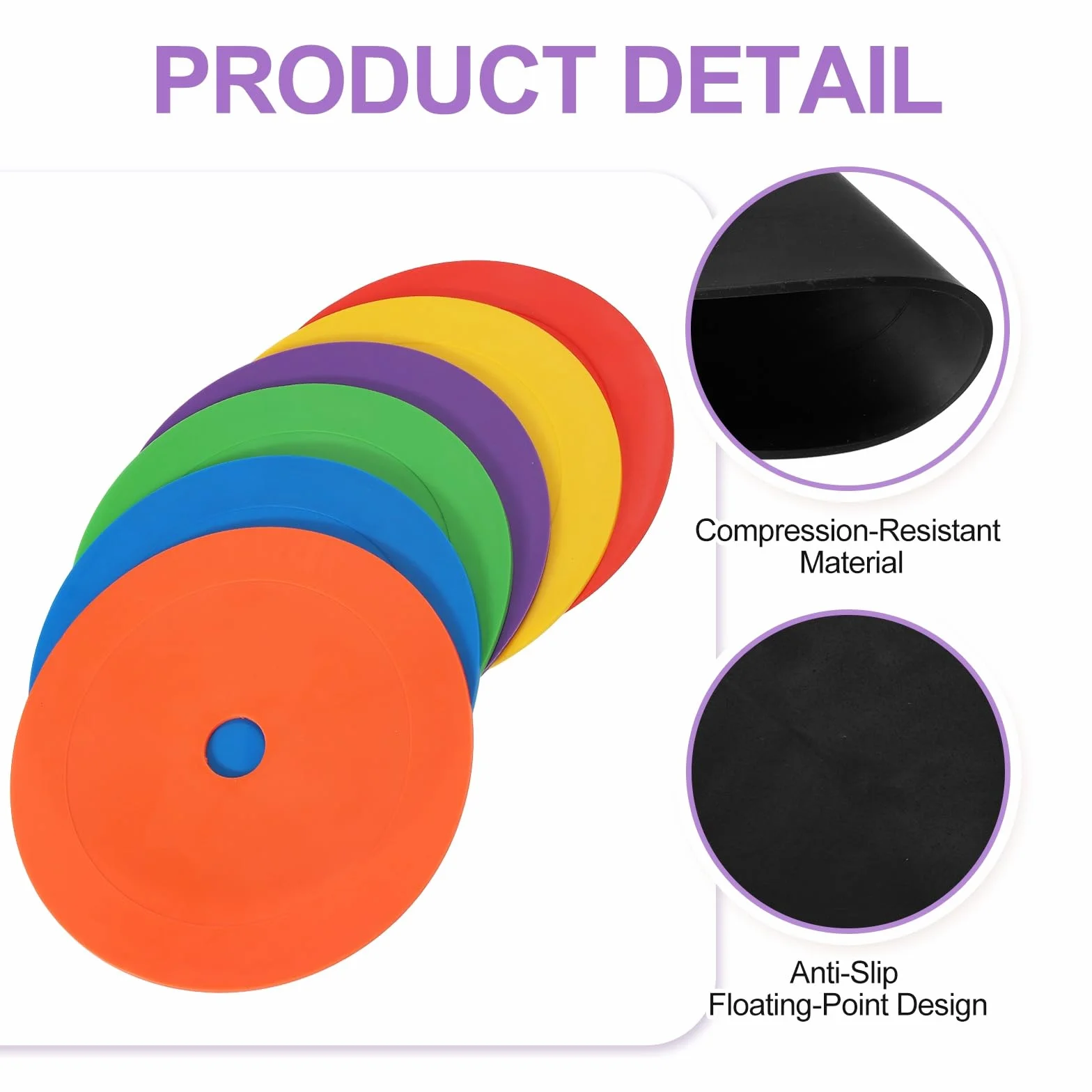 PATIKIL Marqueurs Au Sol 6 Pouces 6 Pcs Pastilles Anti-Dérapantes Cônes Plats Poly Dots avec Trou Sports Noir