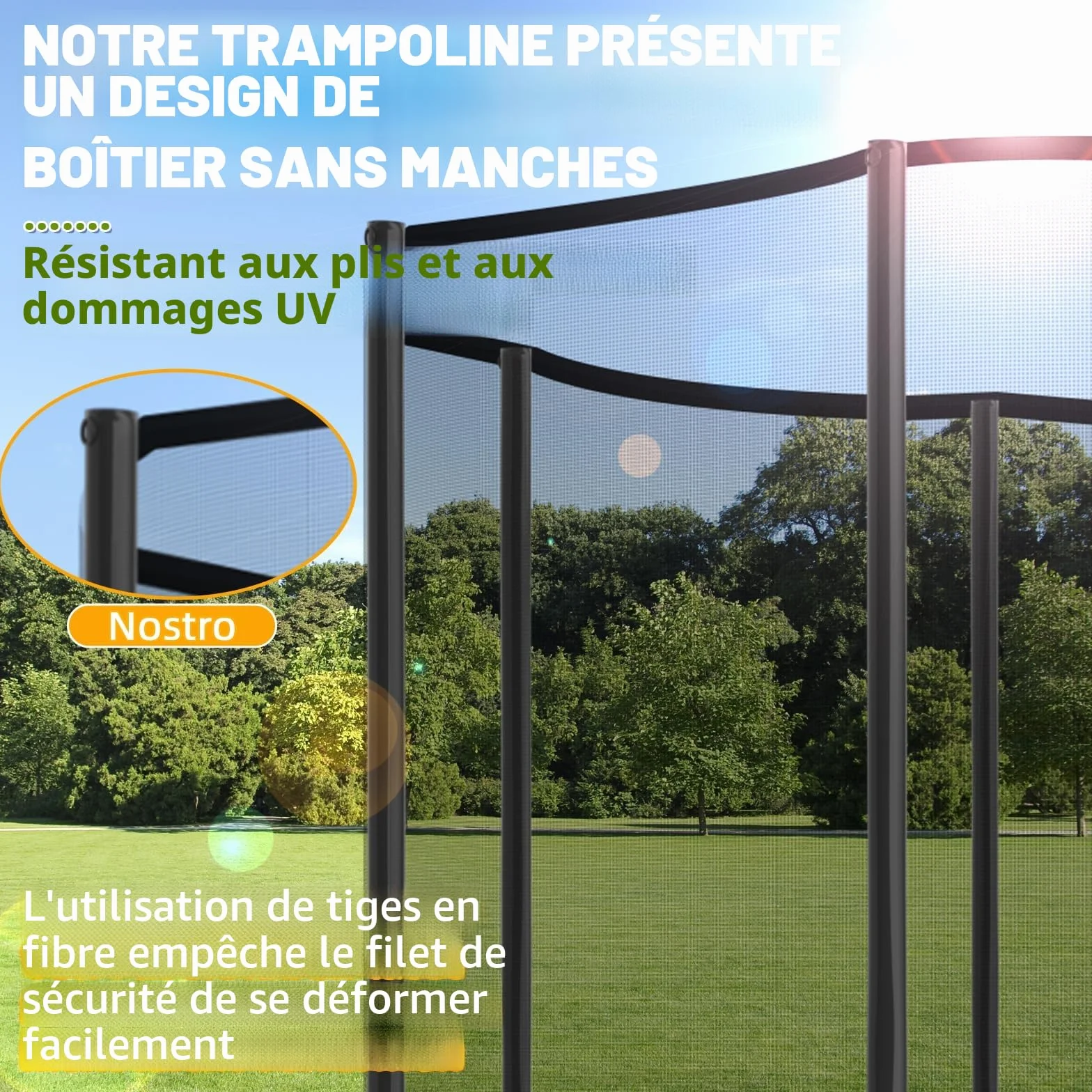 Trampoline d'extérieur 305/366 cm avec panier de basket-ball, échelle et revêtement antirouille - Charge maximale 200/272 kg