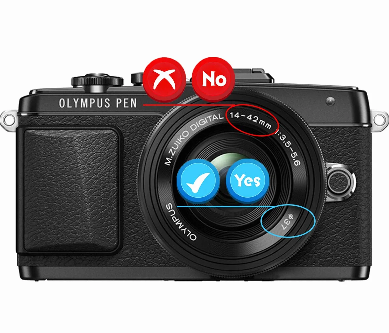Cache Objectif 37mm pour Olympus M.Zuiko Digital Ed 14-42mm f3.5-5.6 II R/f3.5-5.6 EZ(Pas pour f3.5-5.6) 45mm f/1.8,Panasonic Lumix G 14-42mm F3.5-5.6 ASPH,12-32mm f/3.5-5.6[2 Lot]