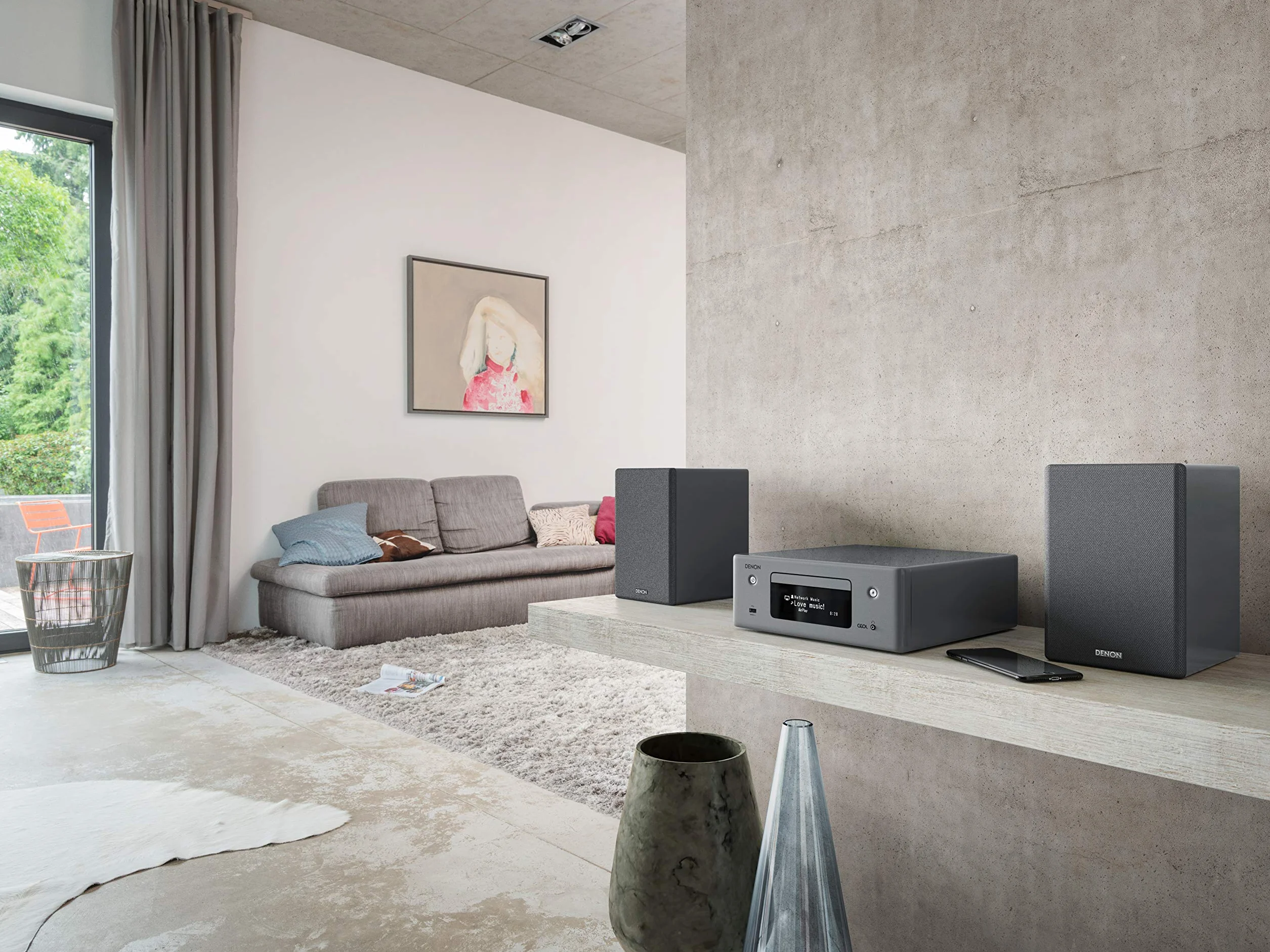 Denon SCN10 Haut-parleurs HiFi bidirectionnels pour système de Son TV 2 x 65 W Compatible avec récepteurs et amplificateurs Design élégant Gris