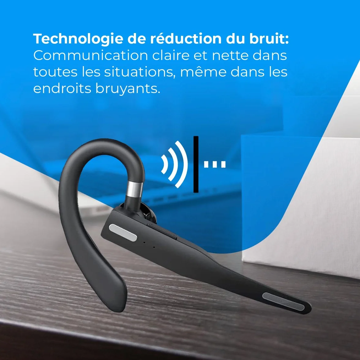 NK Casque d'écoute sans Fil avec Bluetooth 5.0 - Casque d'écoute avec kit Mains Libres, Microphone, Capture de la Voix Claire, Batterie de 100 mAh, étui de Transport Inclus - Iphone & Android