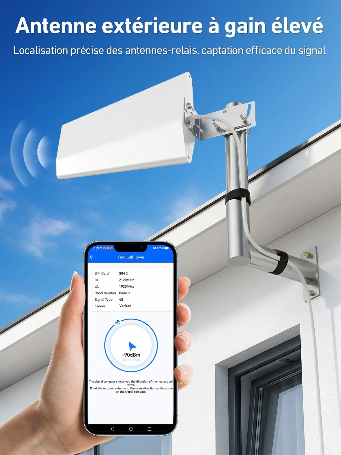 Amplificateur Reseau Mobile pour Bande 3 et 20, Amplificateur de Signal Cellulaire pour Maison Bureau, 5G 4G LTE GSM Répéteur à Gain élevé, Compatible avec Orange SFR Bouygues Telecom Free